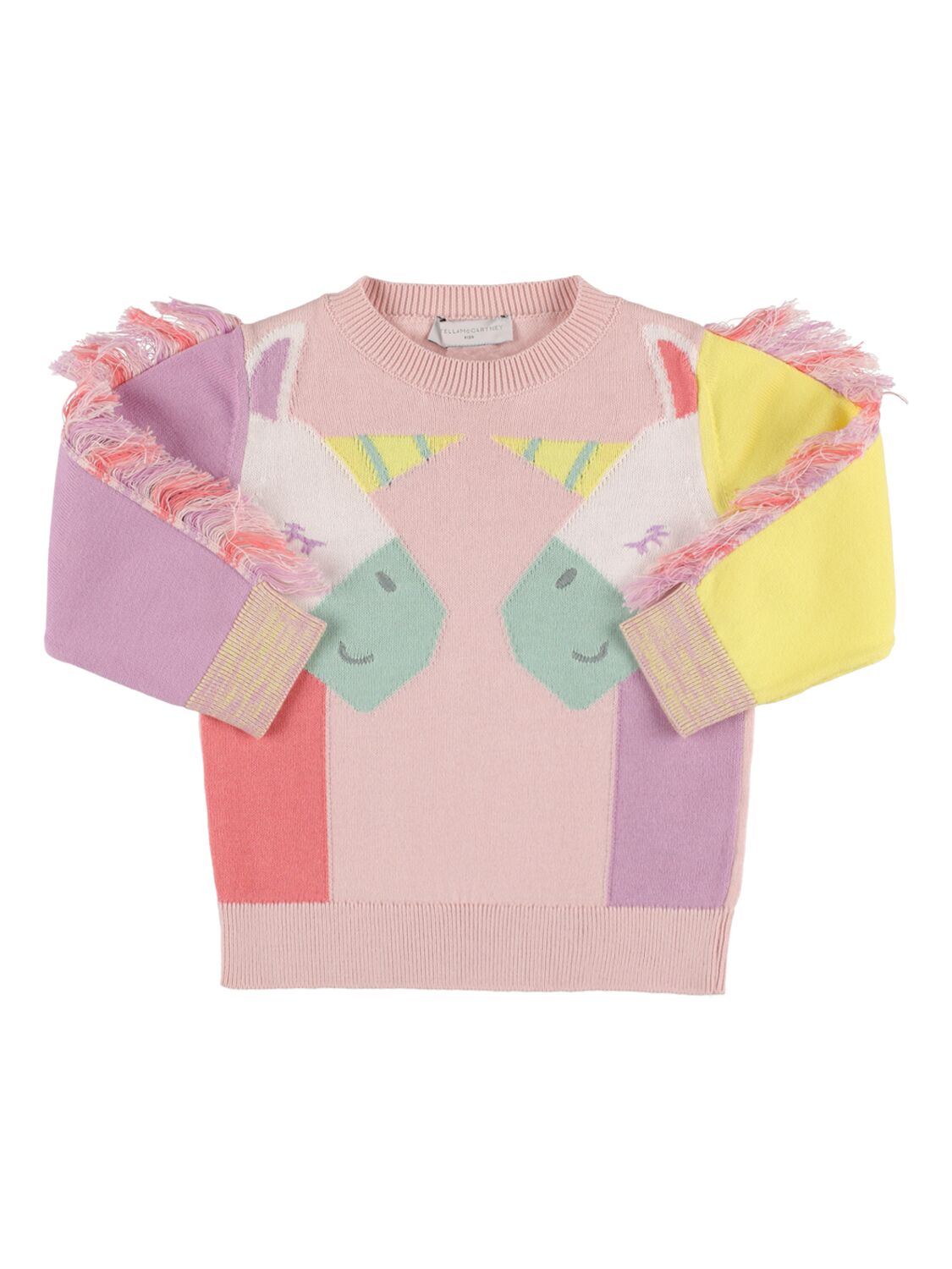 Stella Mccartney Kids' Horses Organic Cotton Knit Sweater In 멀티컬러