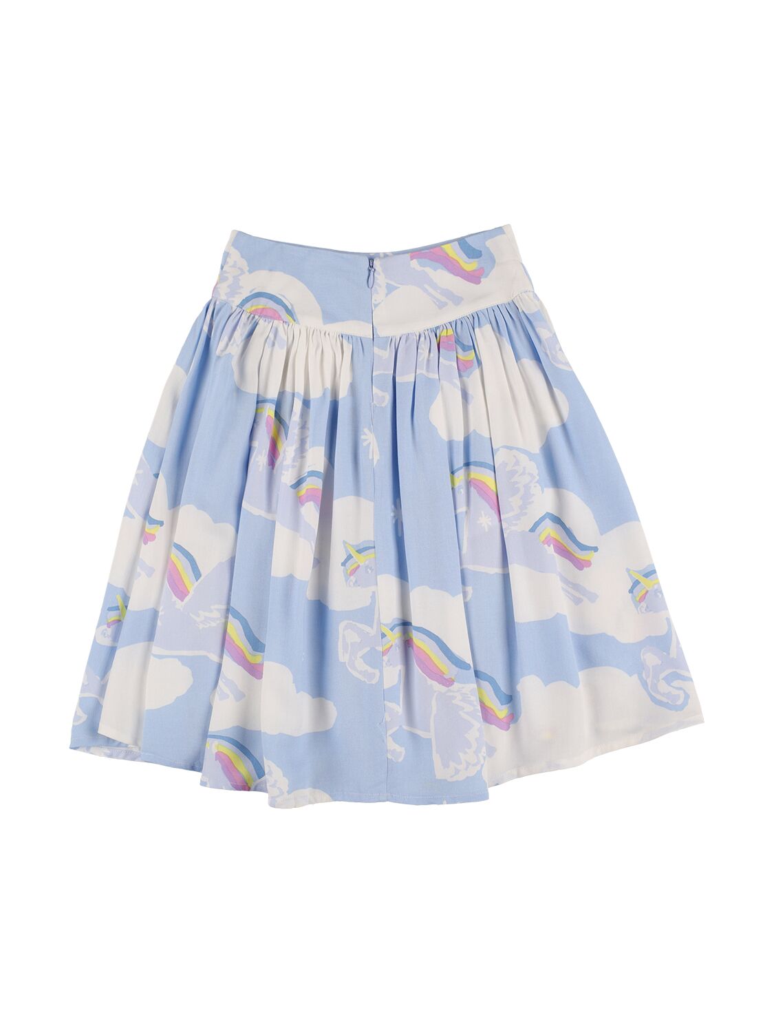 Shop Stella Mccartney Unicorn Print Viscose Midi Skirt In Light Blue
