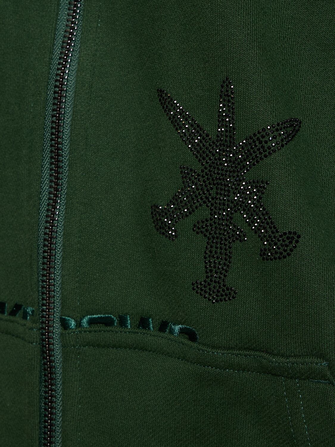 Unknown Rhinestone Dagger Cotton Zip Hoodie In Green | ModeSens