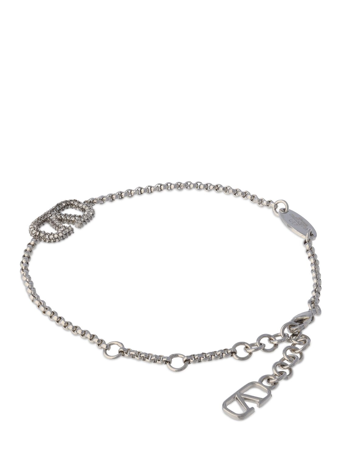 Shop Valentino Vlogo Signature Crystal Bracelet In Silver