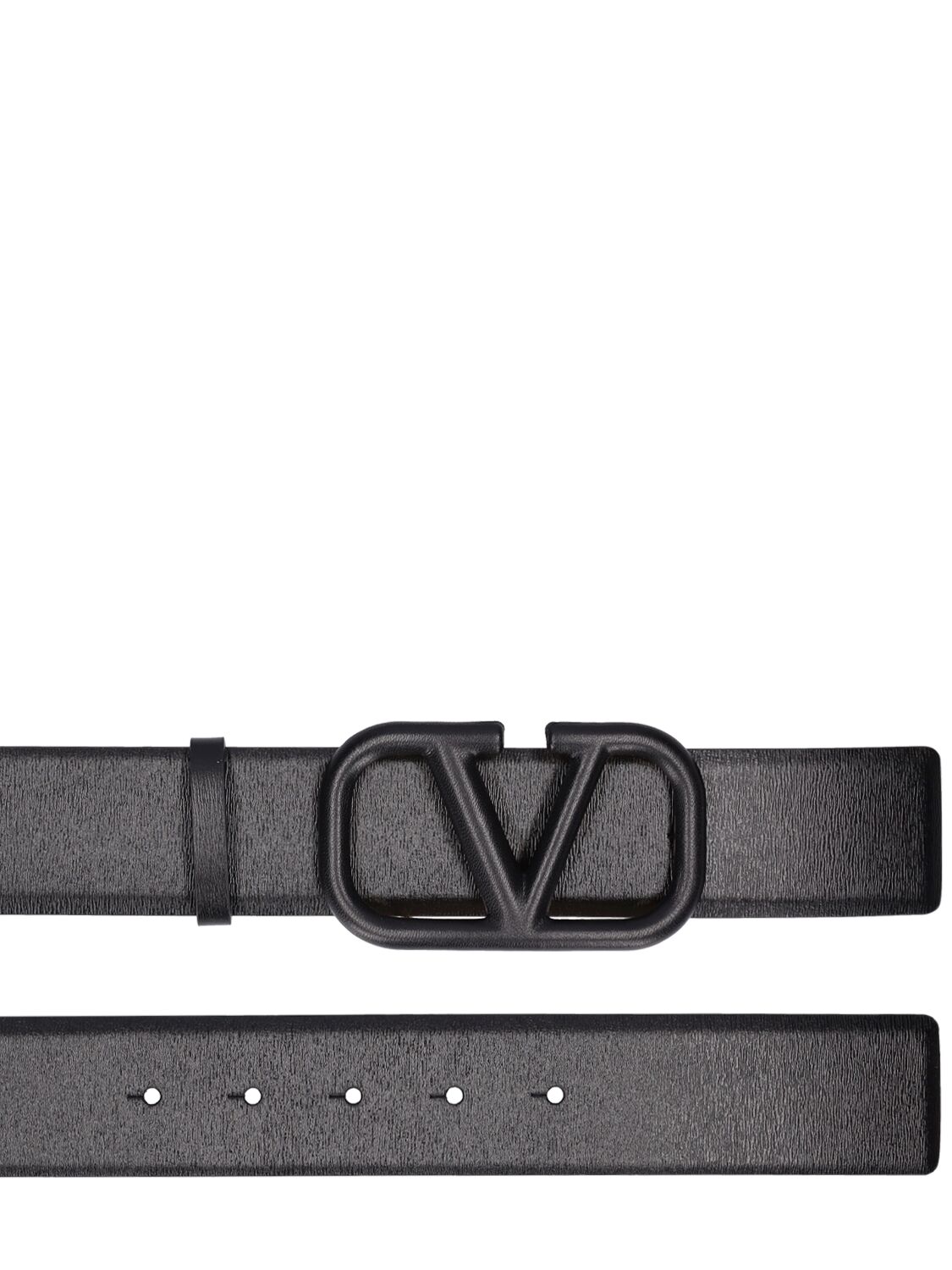Shop Valentino 4cm V Logo Signature Leather Belt In Black