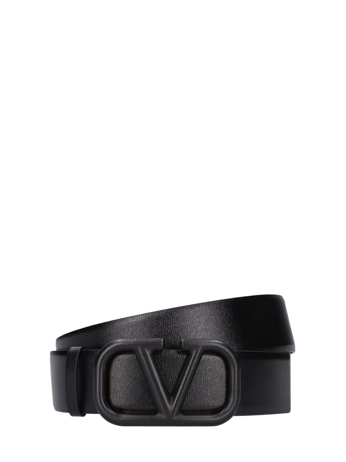 Valentino Garavani 4cm V Logo Signature Leather Belt In Black