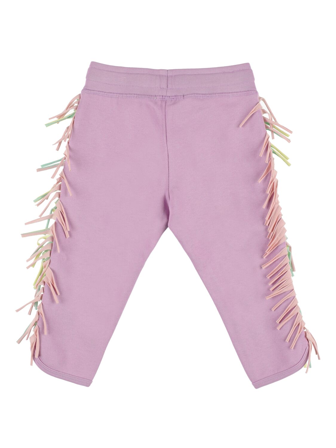 Shop Stella Mccartney Cotton Sweatpants W/ Fringes In Light Purple