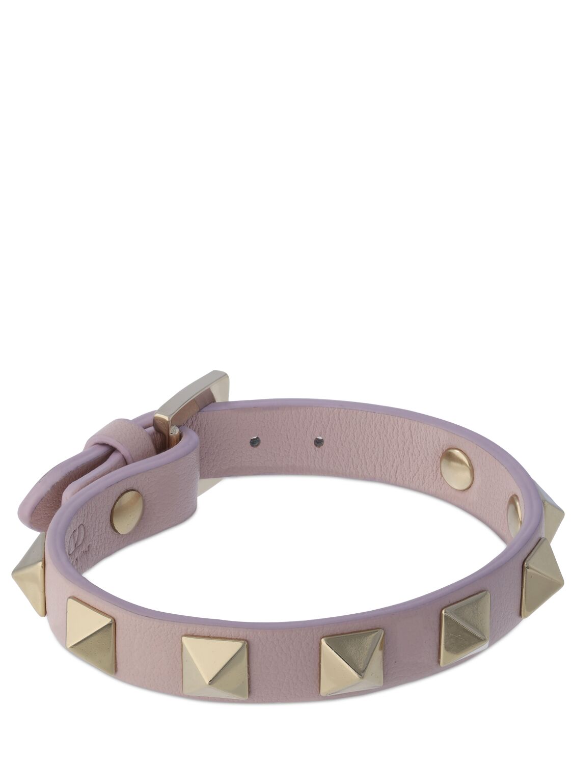 Shop Valentino Rockstud Leather Belt Bracelet In Water Lilac