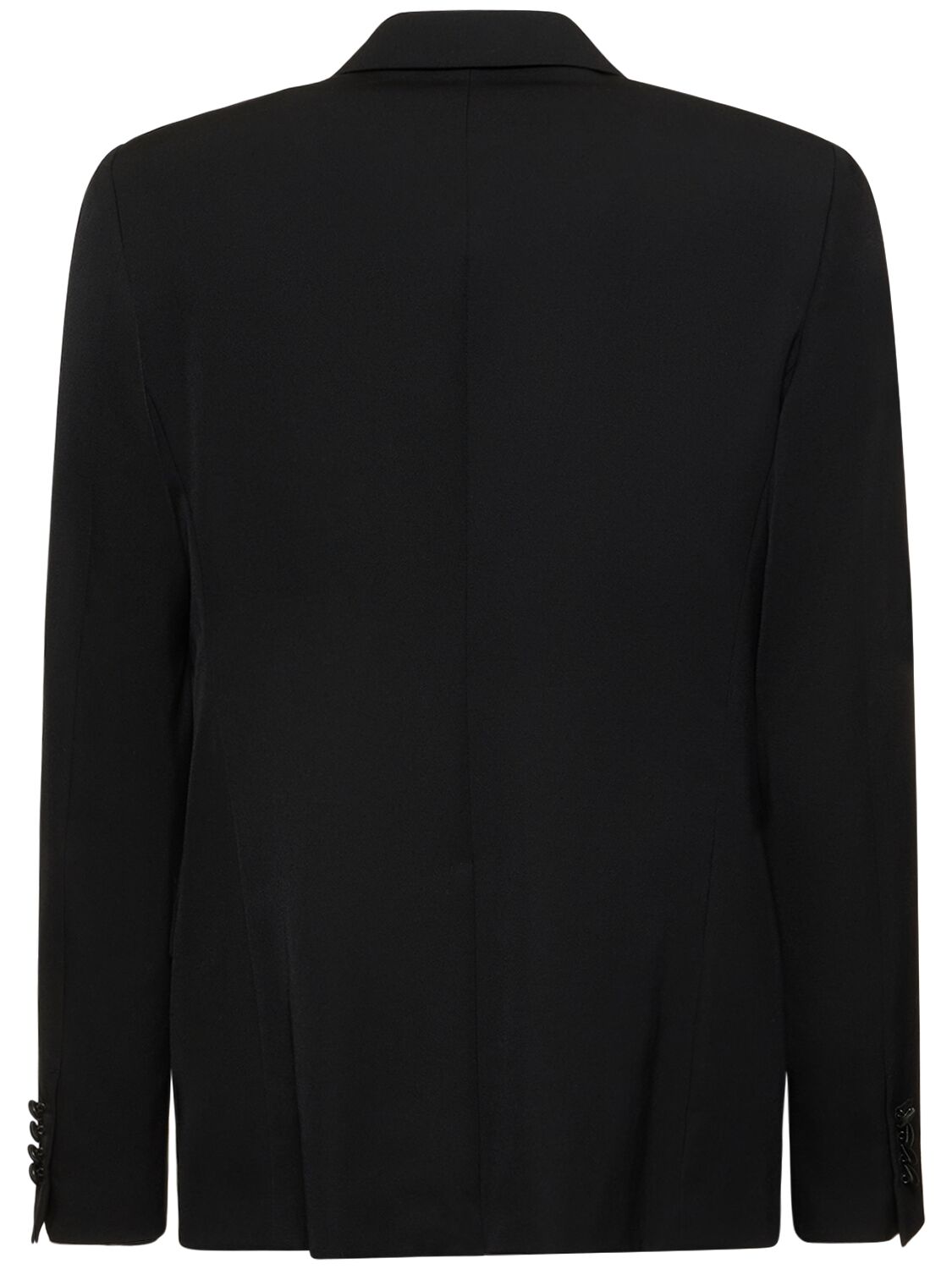 Shop Lanvin Double Breasted Wool Tuxedo Jacket In Black