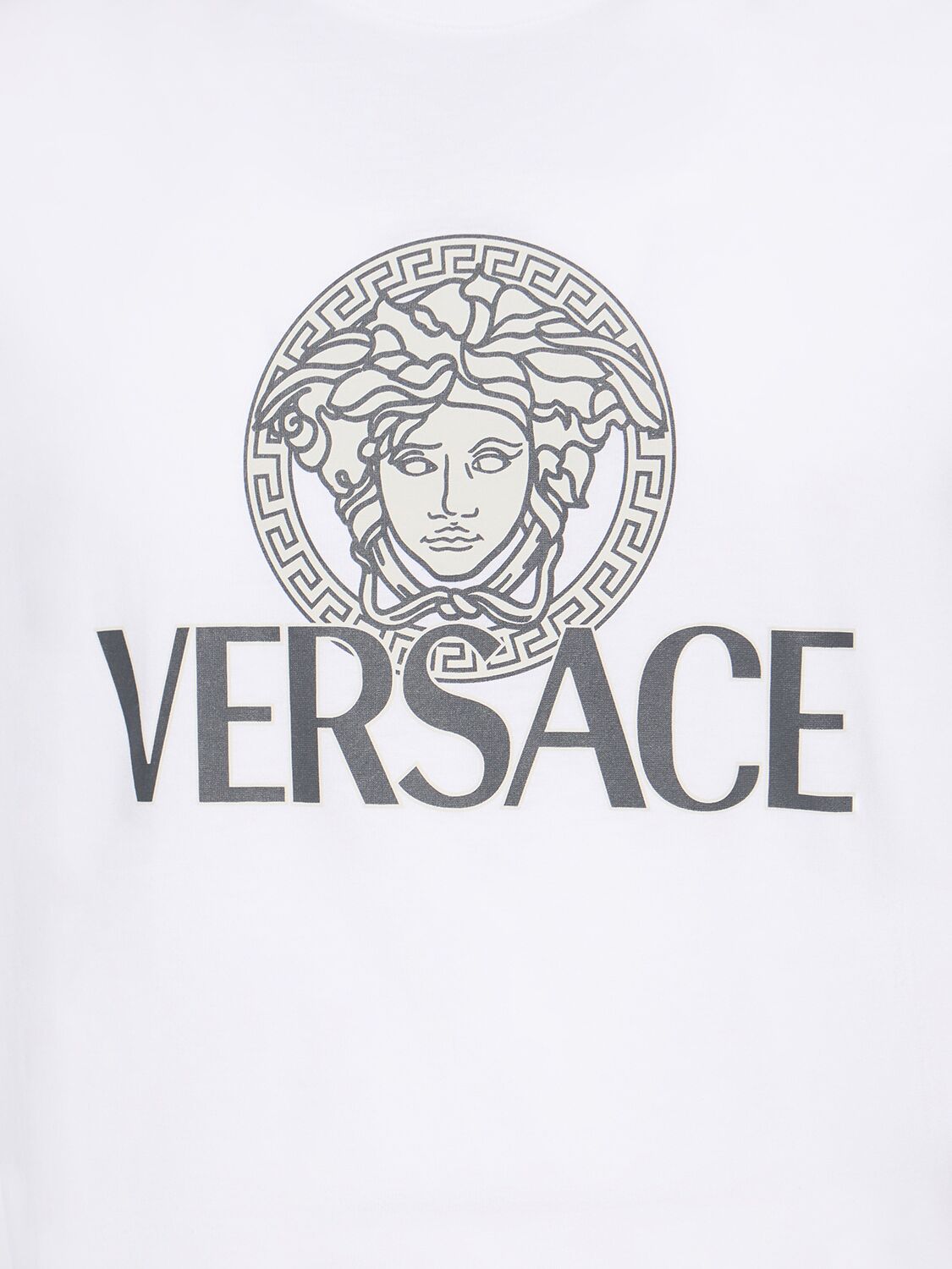 Shop Versace Logo Printed Cotton T-shirt In White