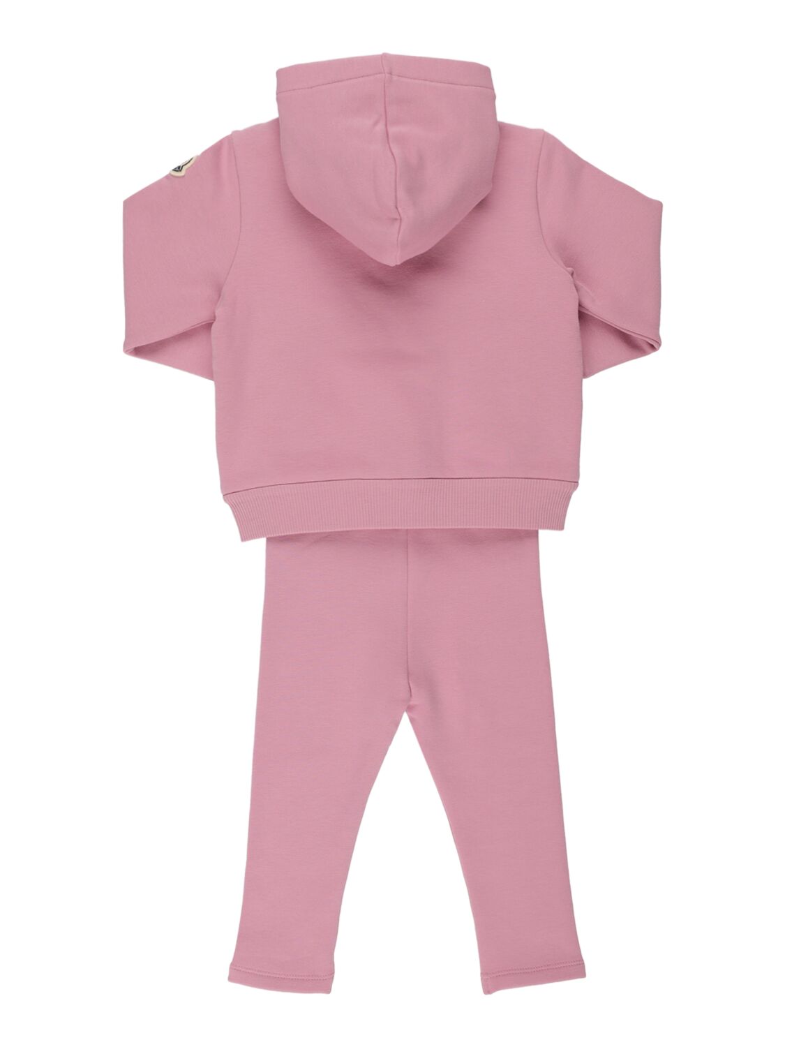 Shop Moncler Brushed Cotton Zip Hoodie & Sweatpants In Medium Pink