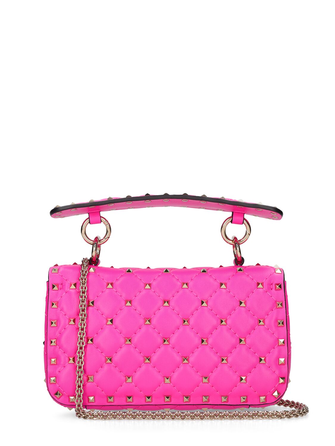 Shop Valentino Rockstud Spike Nappa Top Handle Bag In Pp Pink