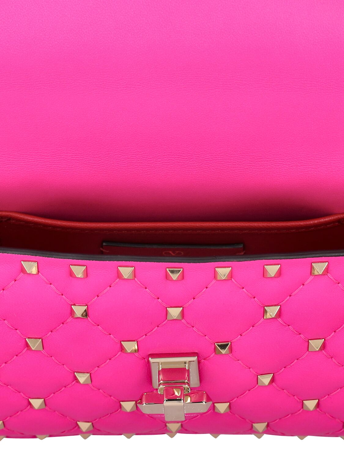 Shop Valentino Rockstud Spike Nappa Top Handle Bag In Pp Pink