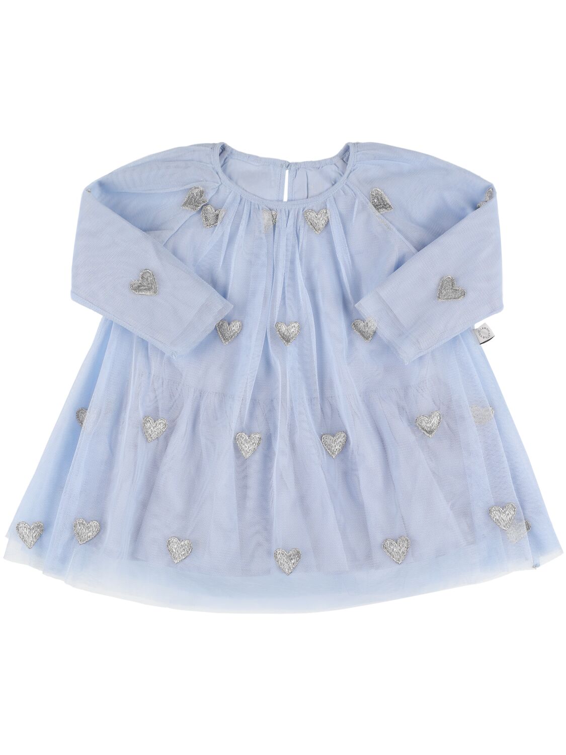 Stella Mccartney Babies' Recycled Poly Tulle Dress W/ Patches In Light Blue