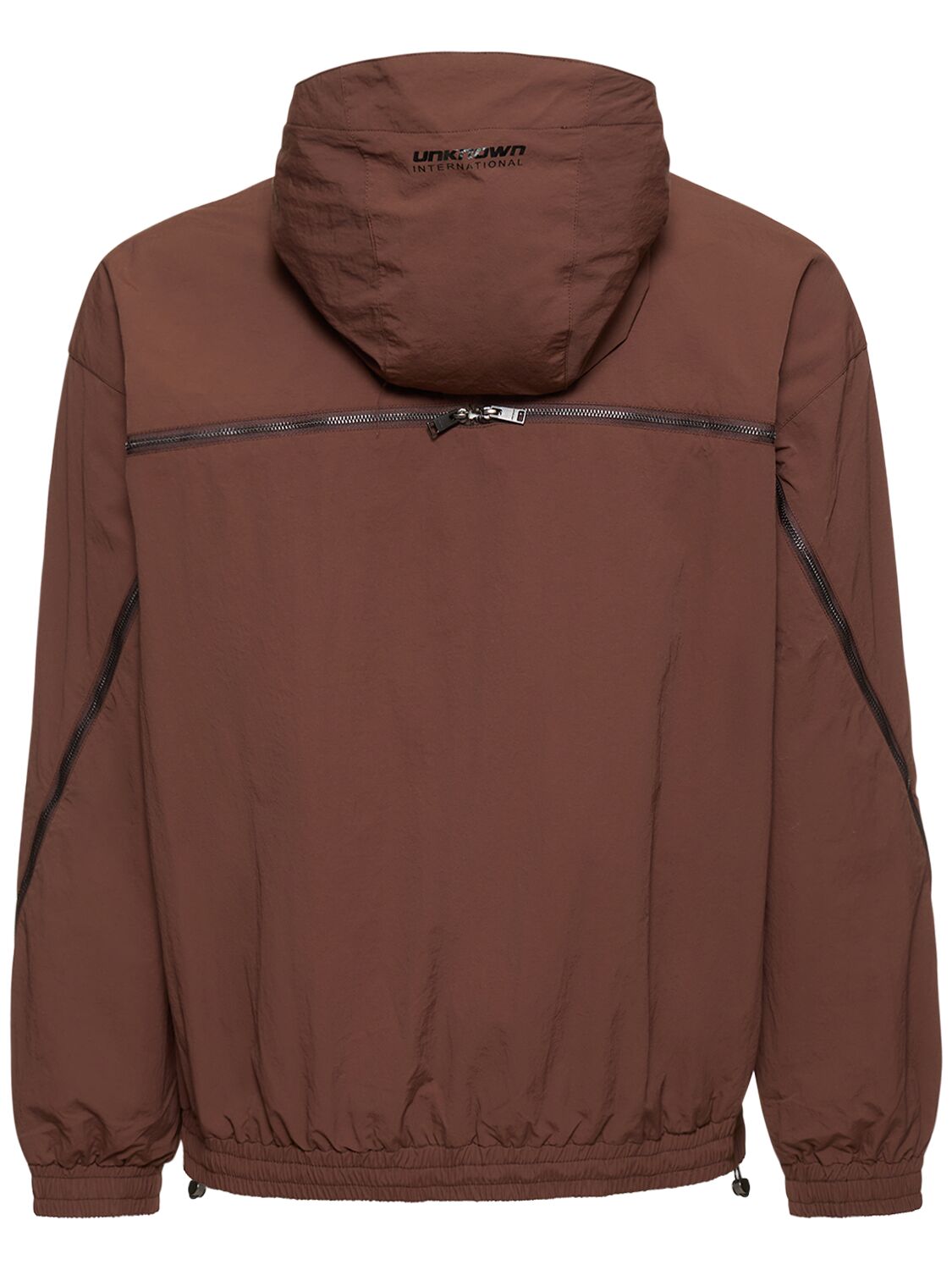 Shop Unknown Zip-up Track Jacket W/ Hood In Brown,beige