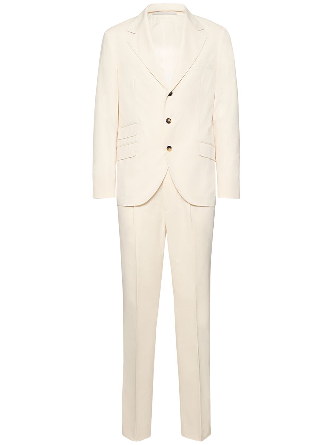 Brunello Cucinelli Cotton & Wool Gabardine Suit In Off White