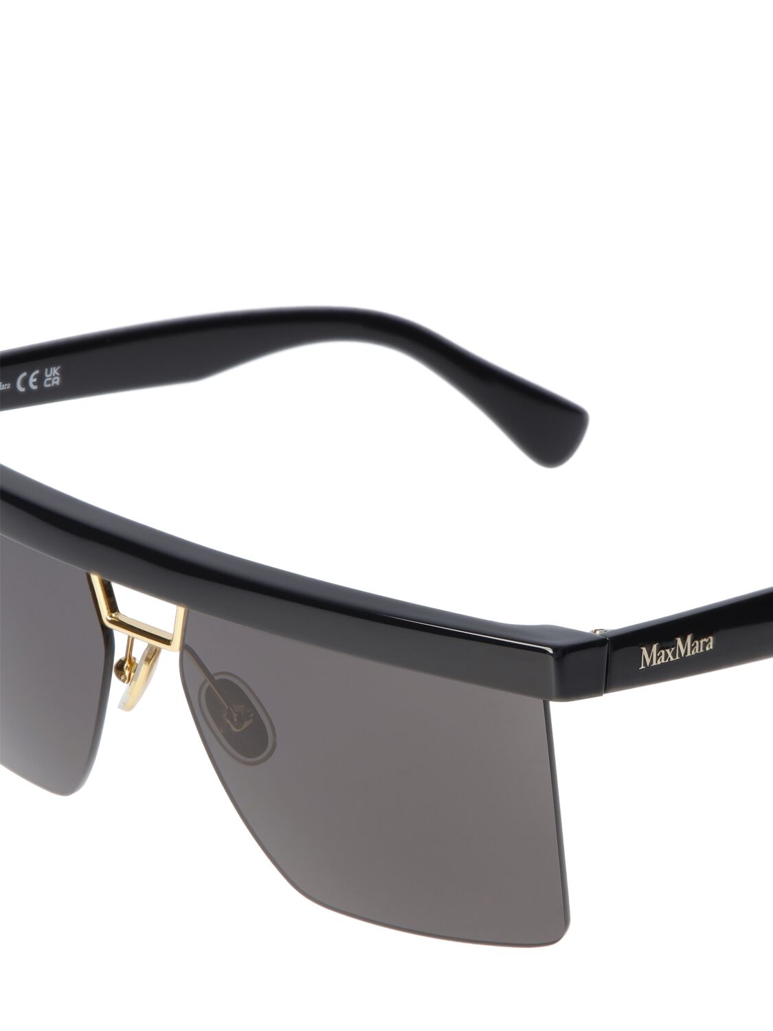 Shop Max Mara Eileen Gray Squared Sunglasses In Black,smoke