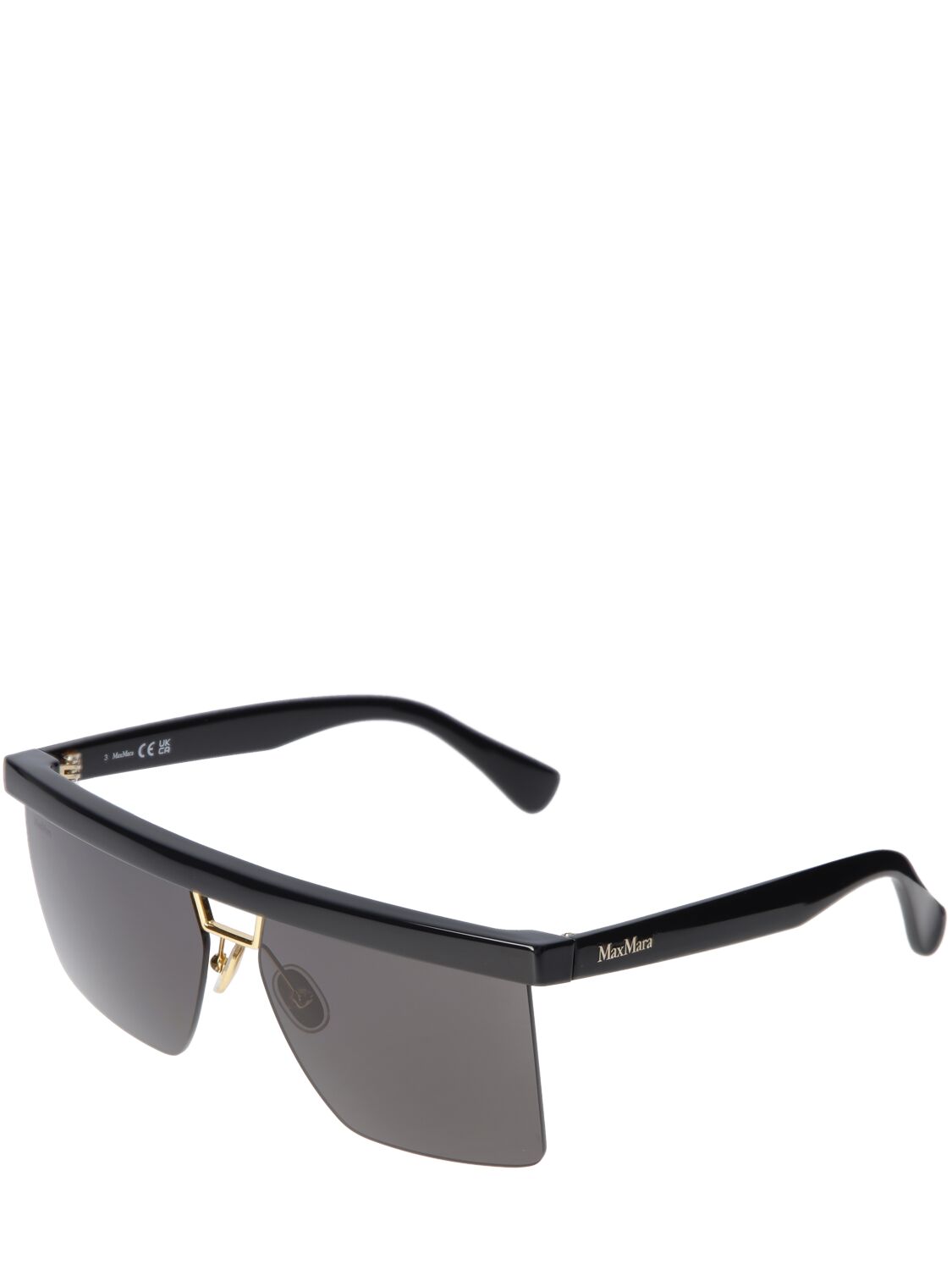 Shop Max Mara Eileen Gray Squared Sunglasses In Black,smoke