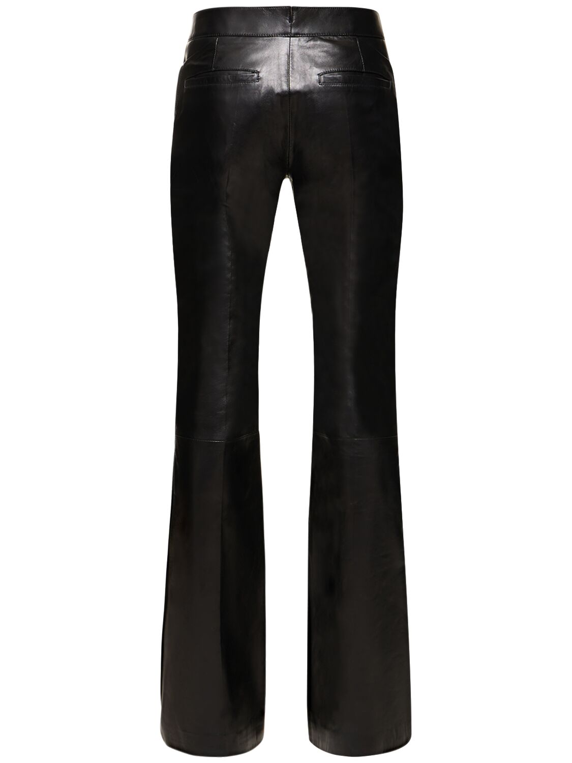 Shop Tom Ford Flared Low Rise Leather Pants In Black