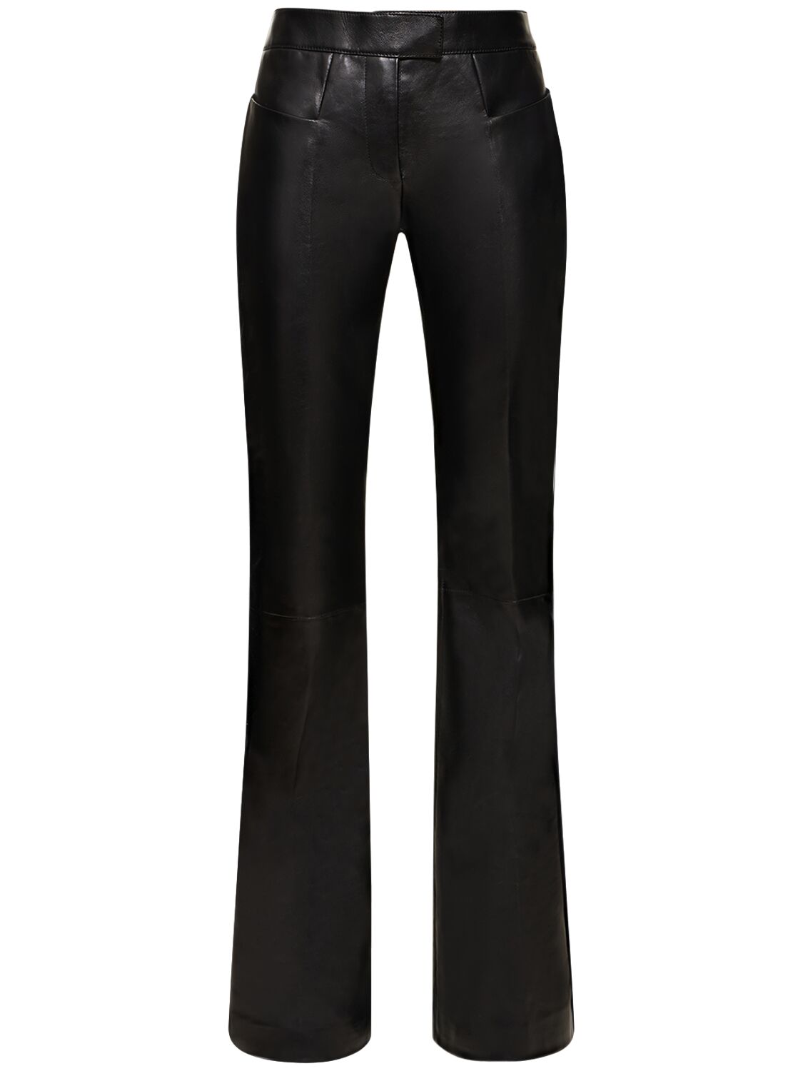 Tom Ford Velvet Side-stripe Flared Leather Trousers In Black