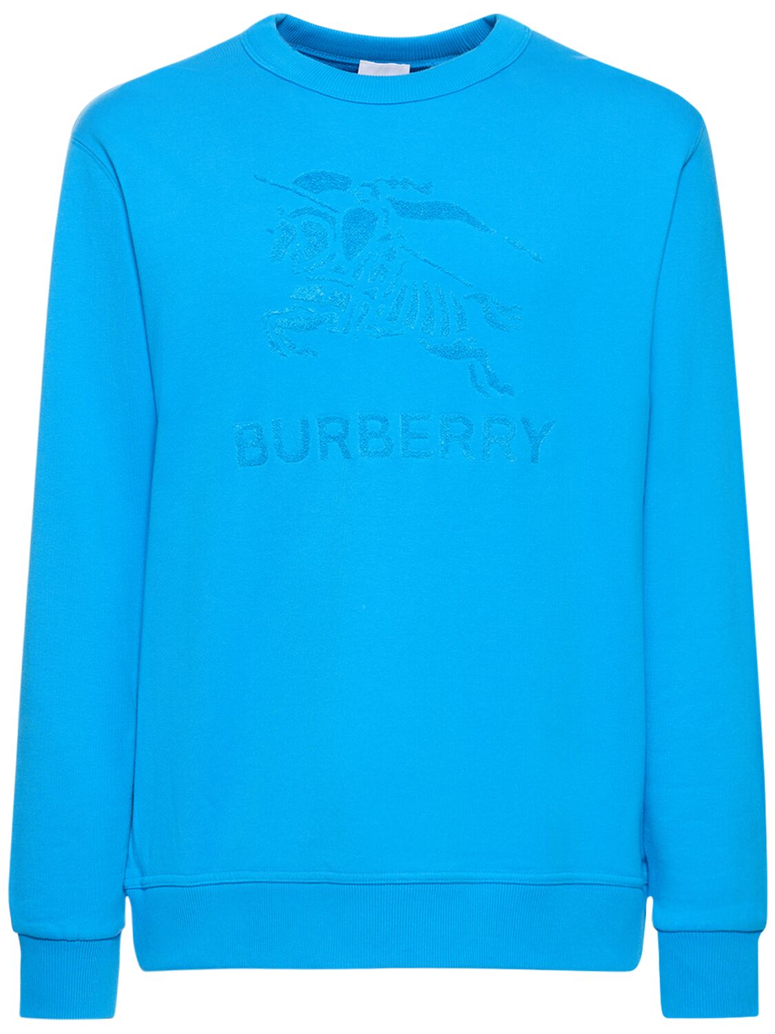 Shop Burberry Rayner Cotton Crewneck Sweatshirt In Cerulean Blue