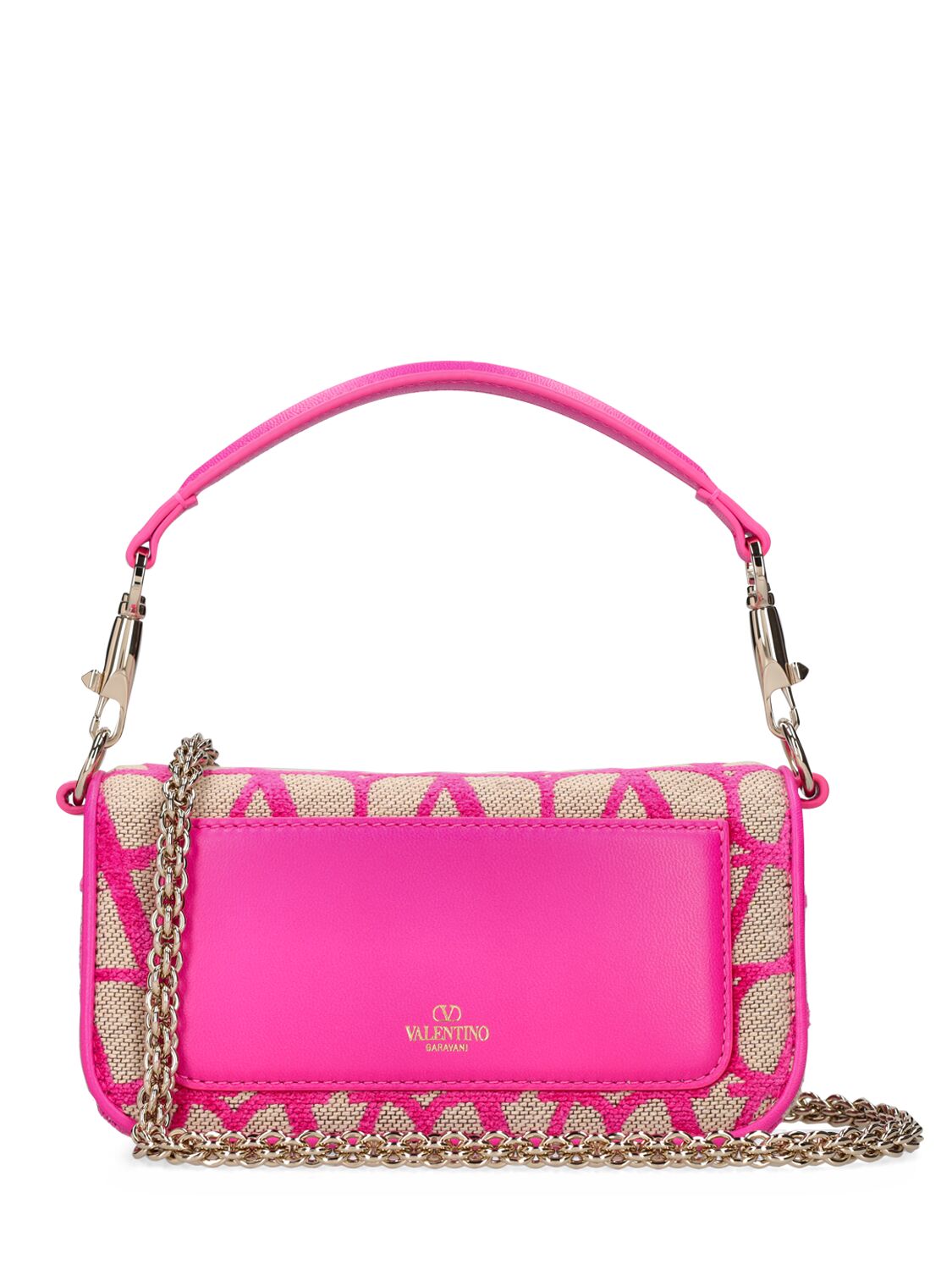 Shop Valentino Small Locò Toile Iconographe Bag In Natural,pink Pp