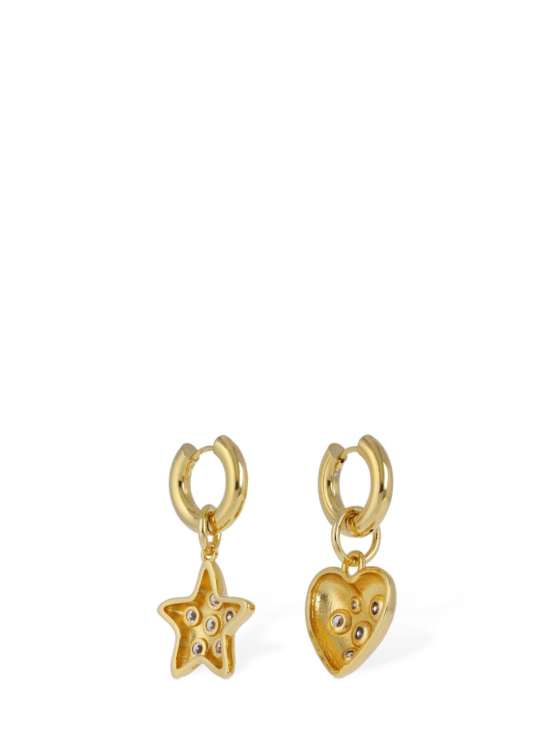Shop Timeless Pearly Star & Heart Mismatched Crystal Earrings In Gold,crystal