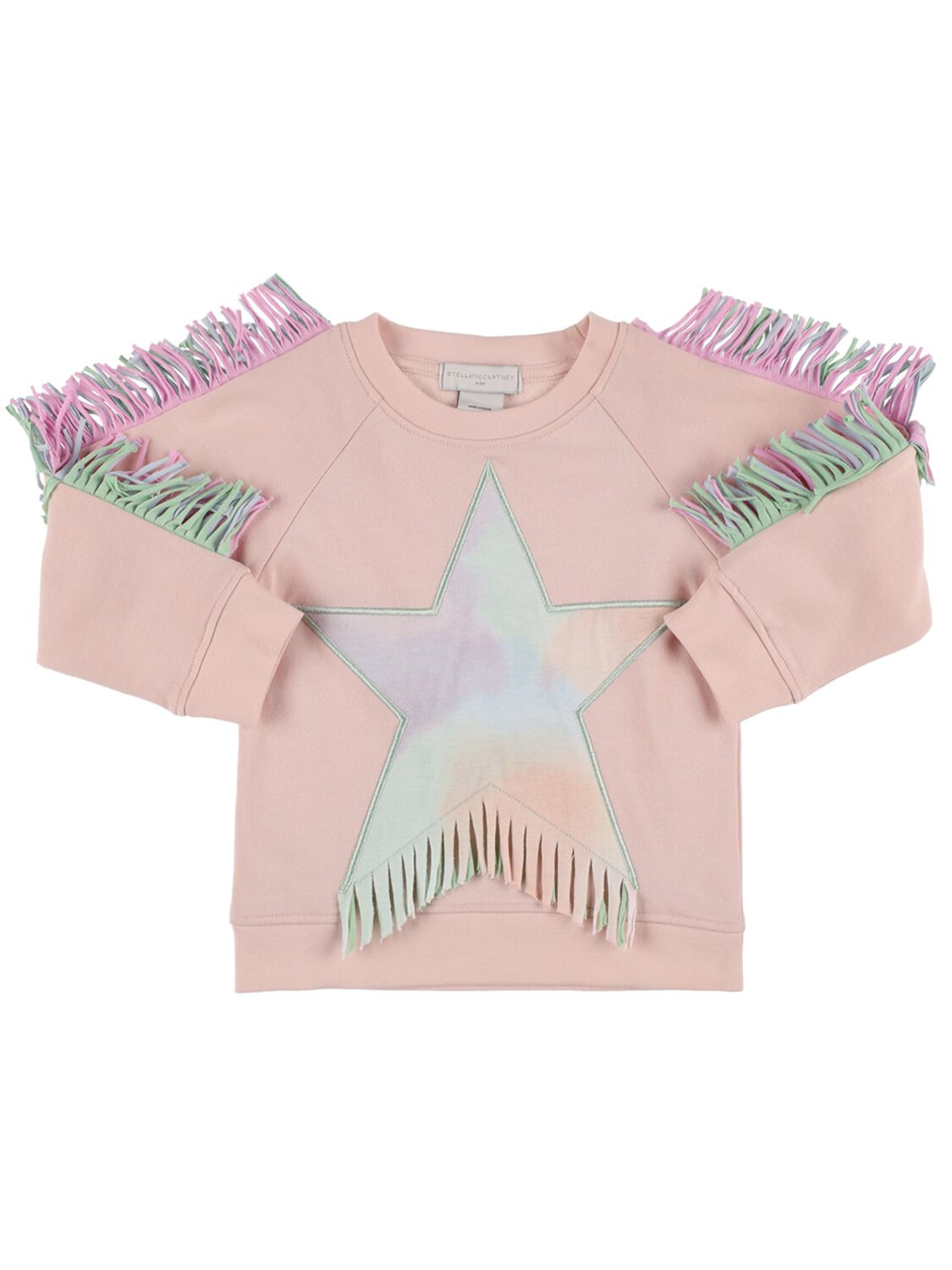 Stella Mccartney Girls Pink Kids Star-shaped Panel Tassel Cotton-jersey Sweatshirt 2-12 Years