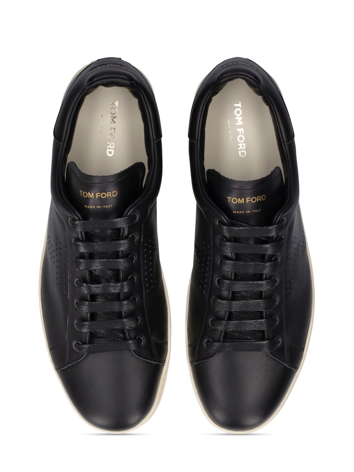 Shop Tom Ford Warwick Low Top Sneakers In Black,off White