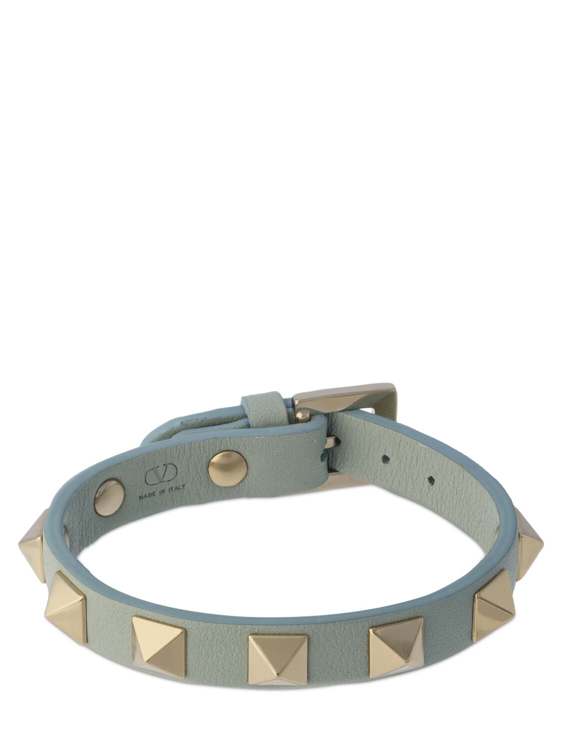 Valentino Garavani Rockstud Leather Belt Bracelet In Aqua