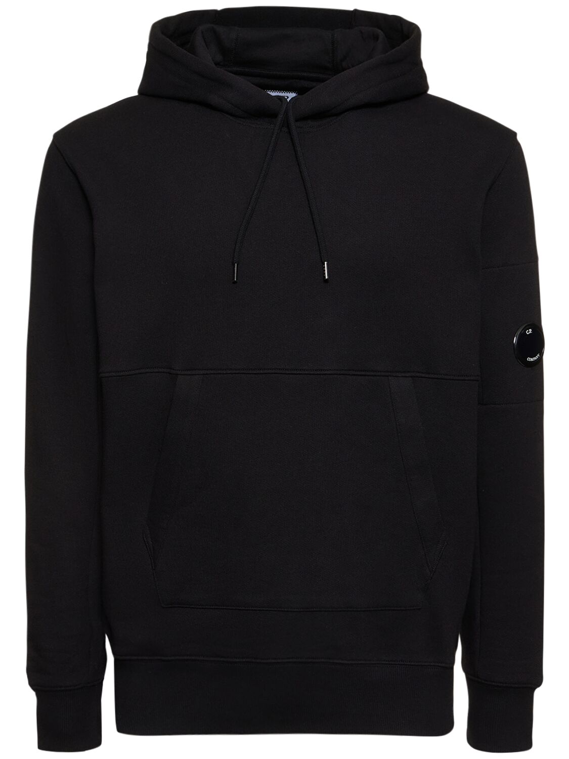 C.p. Company Diagonal Raised Fleece Hoodie Total Eclipse In Black