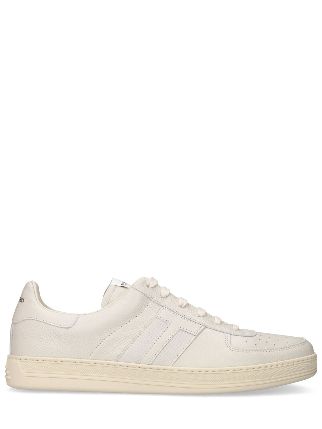 Tom Ford Grain Leather Low Top Trainers In Butter,cream