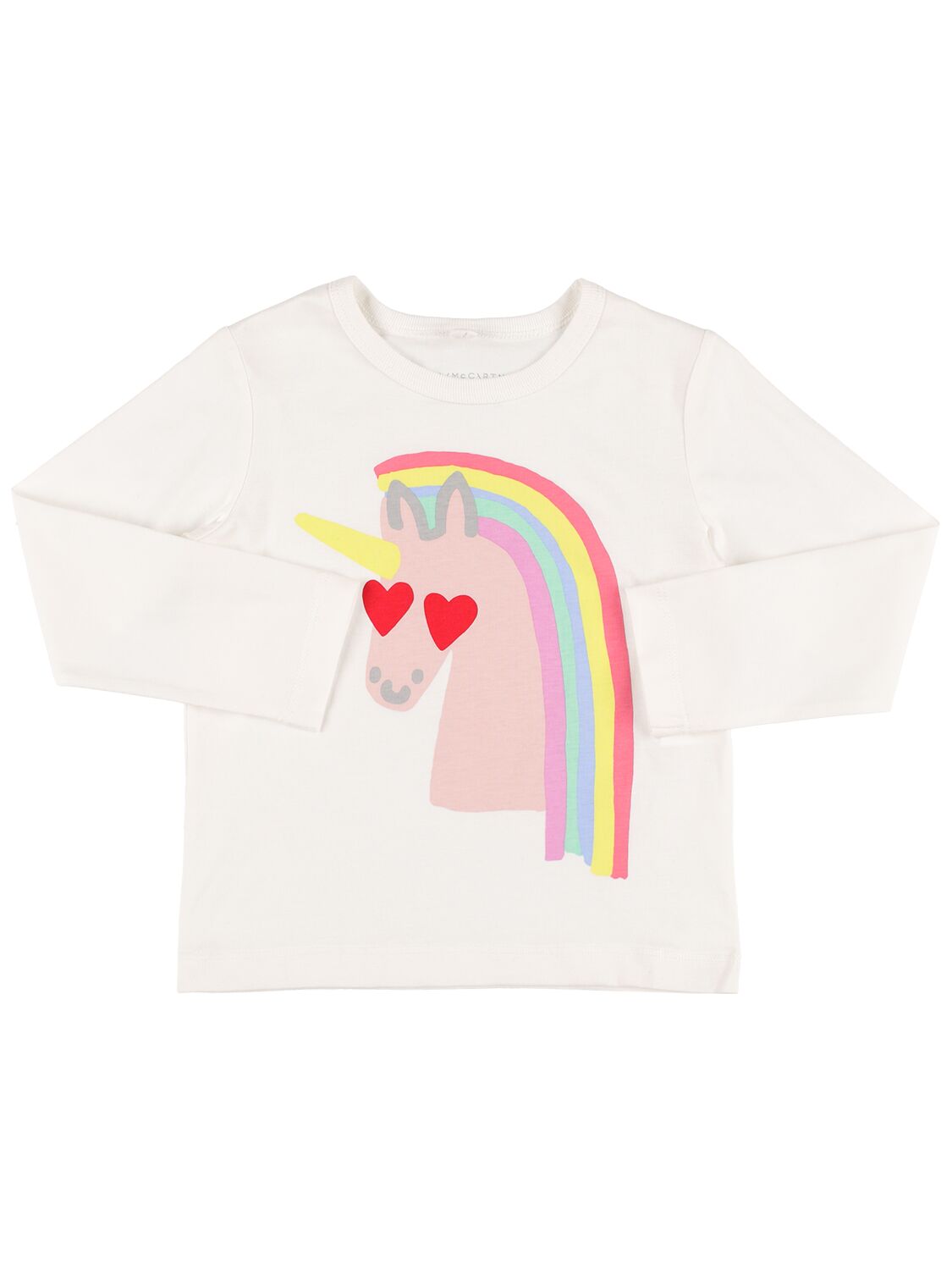 Stella Mccartney Kids' Unicorn Print Organic Cotton T-shirt In White