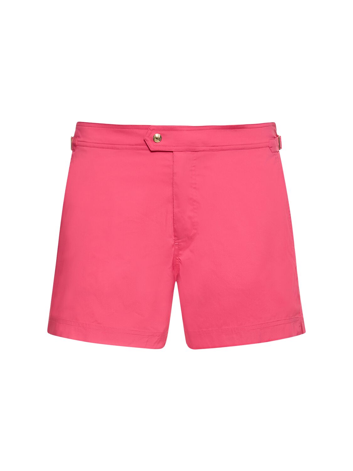 Shop Tom Ford Compact Poplin Swim Shorts W/ Piping In Bright Pink