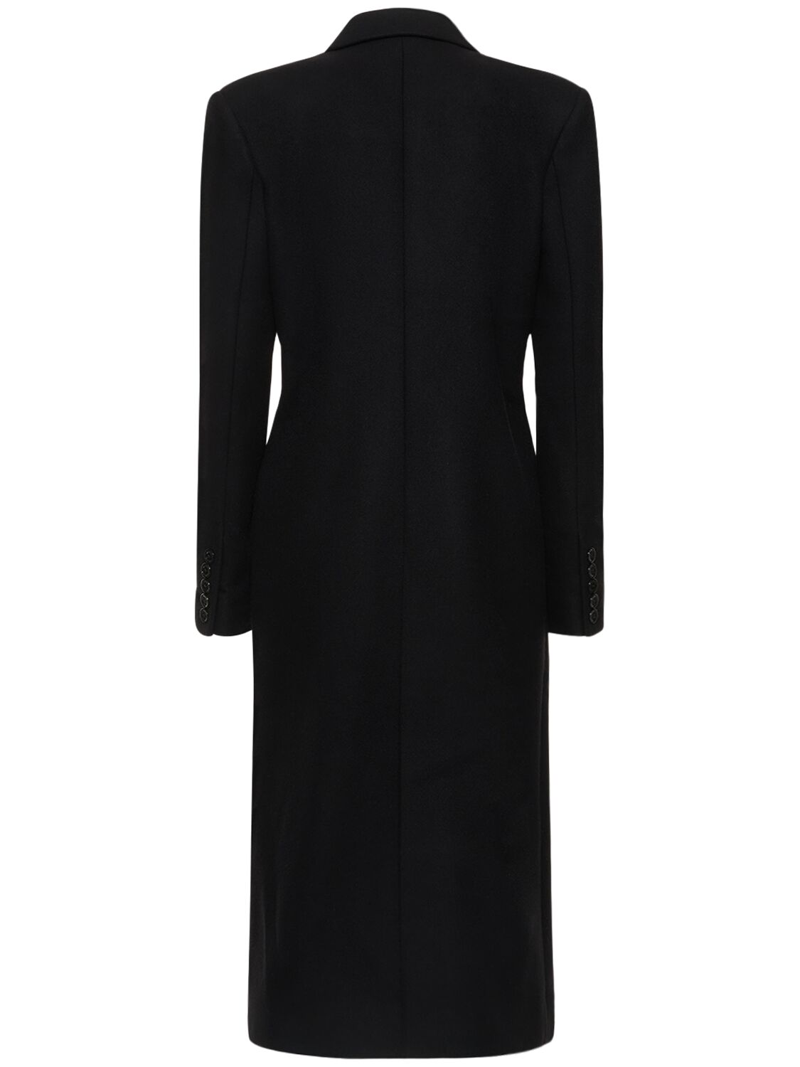 Shop Alexandre Vauthier Double Breasted Wool Blend Long Coat In Black