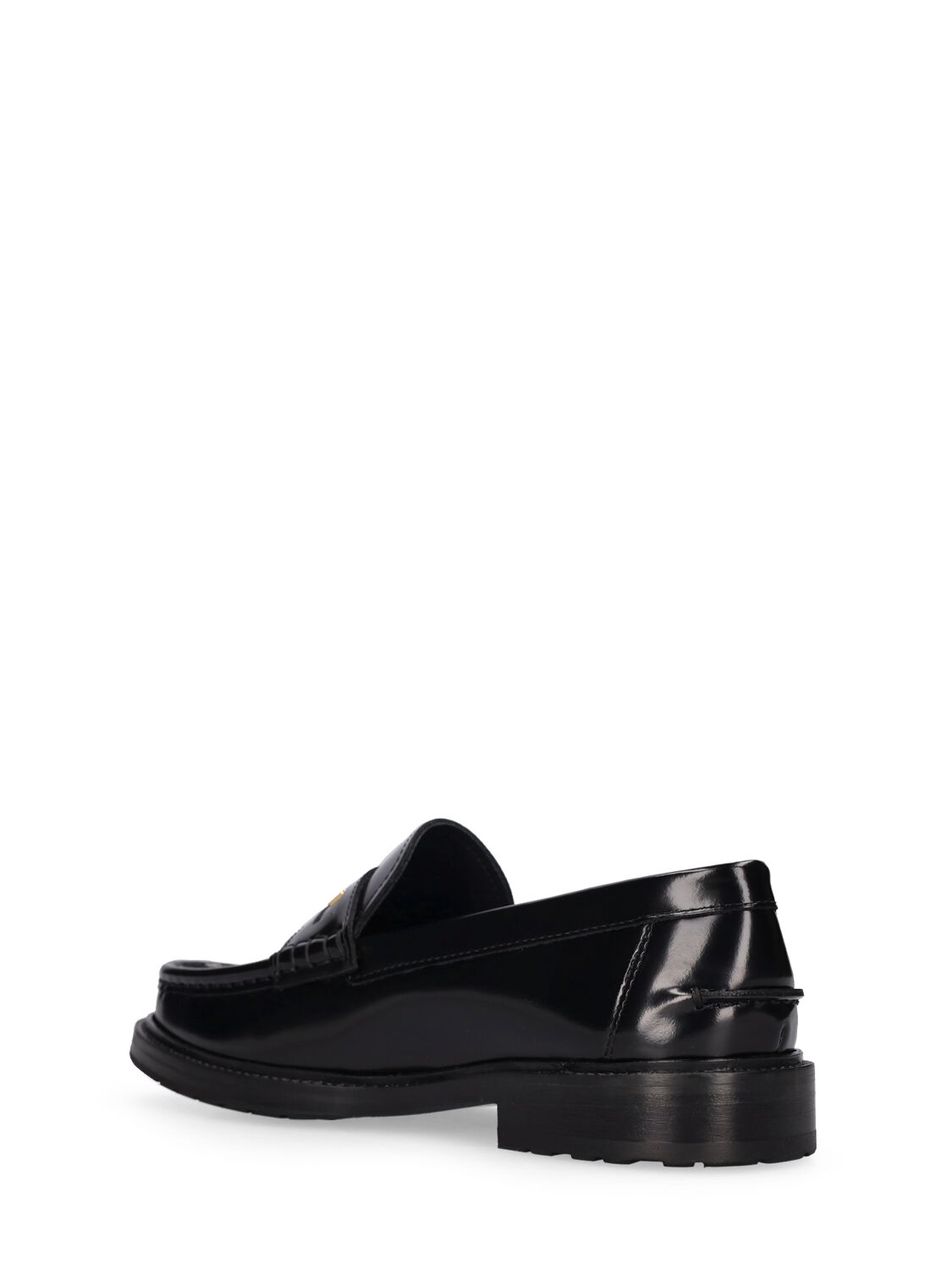 Shop Moschino 25mm  College Leather Loafers In Black