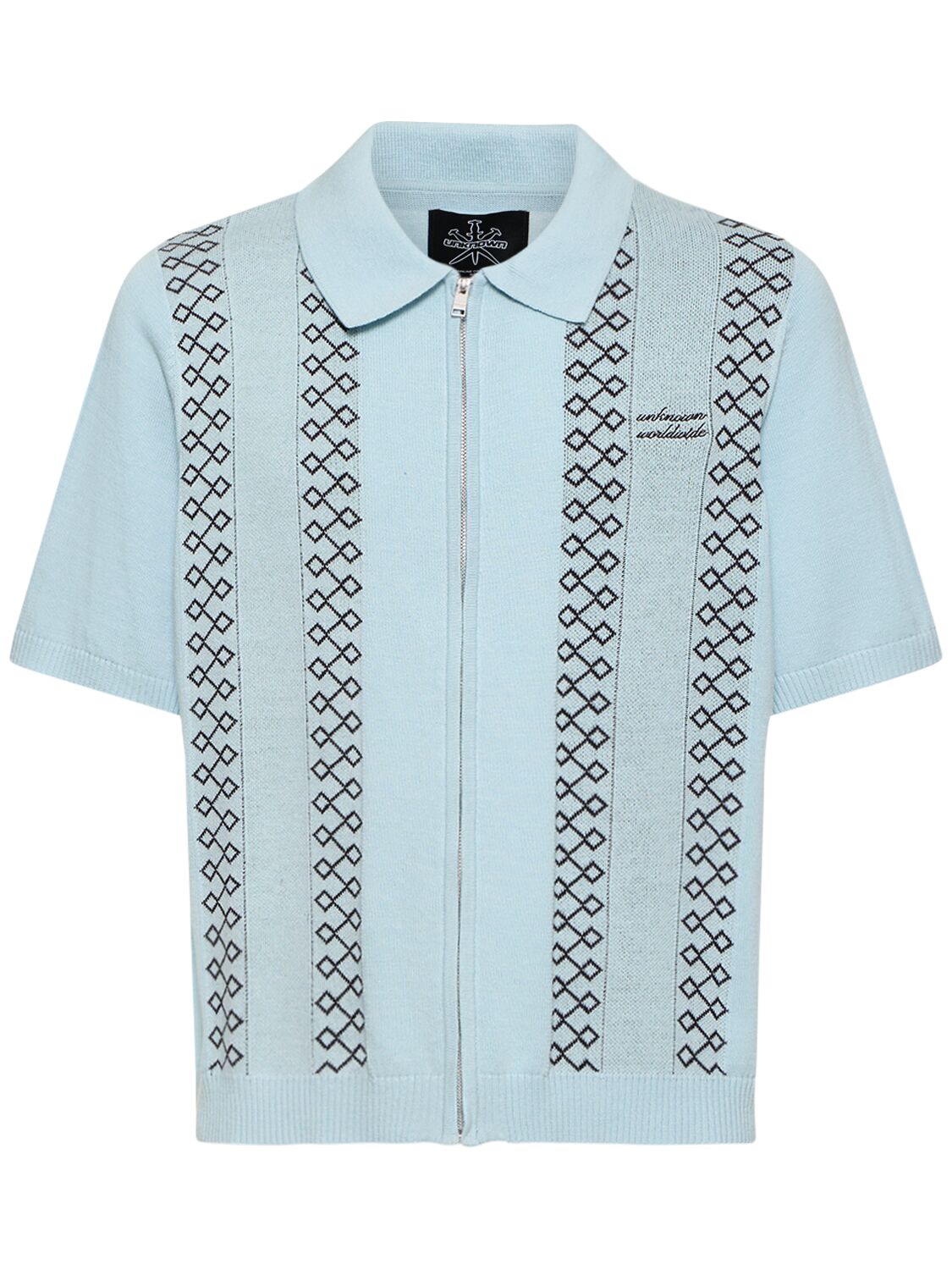 Short Sleeve Knit Polo In Blue