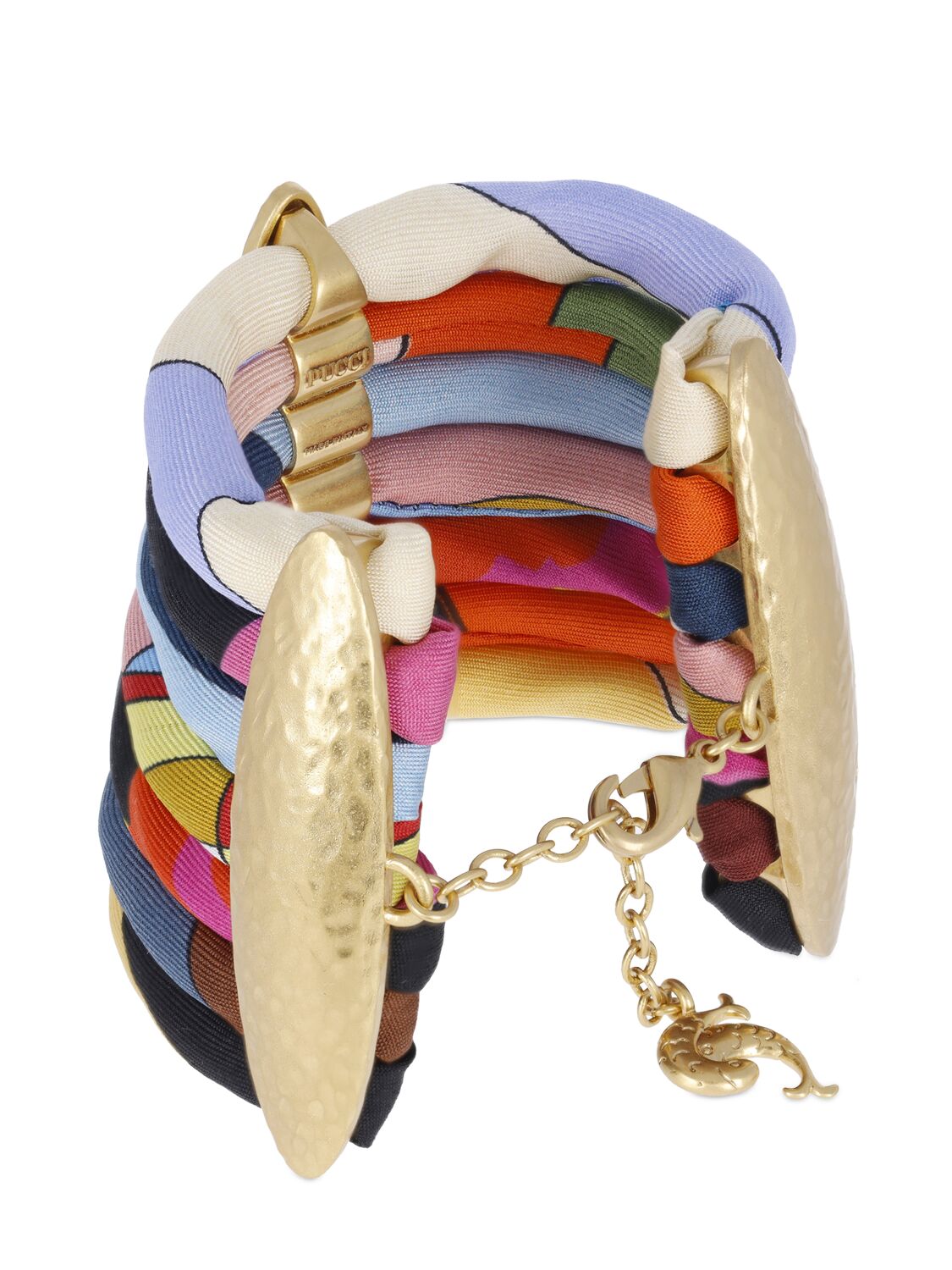 Shop Pucci Silk Twill Tubular Bracelet In Multi,gold