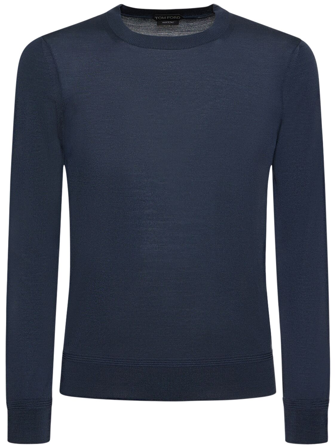 Shop Tom Ford Fine Gauge Wool Knit Crewneck Sweater In Navy