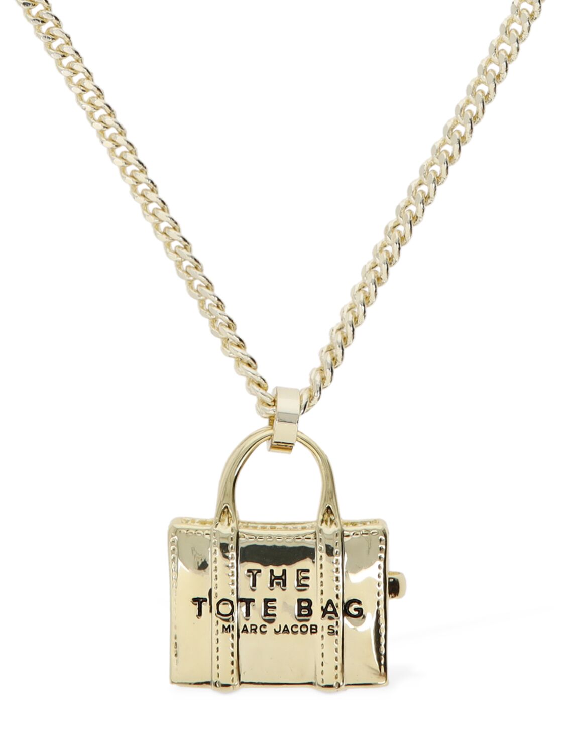 Marc Jacobs The Tote Bag Pendant Necklace In Gold Metalic