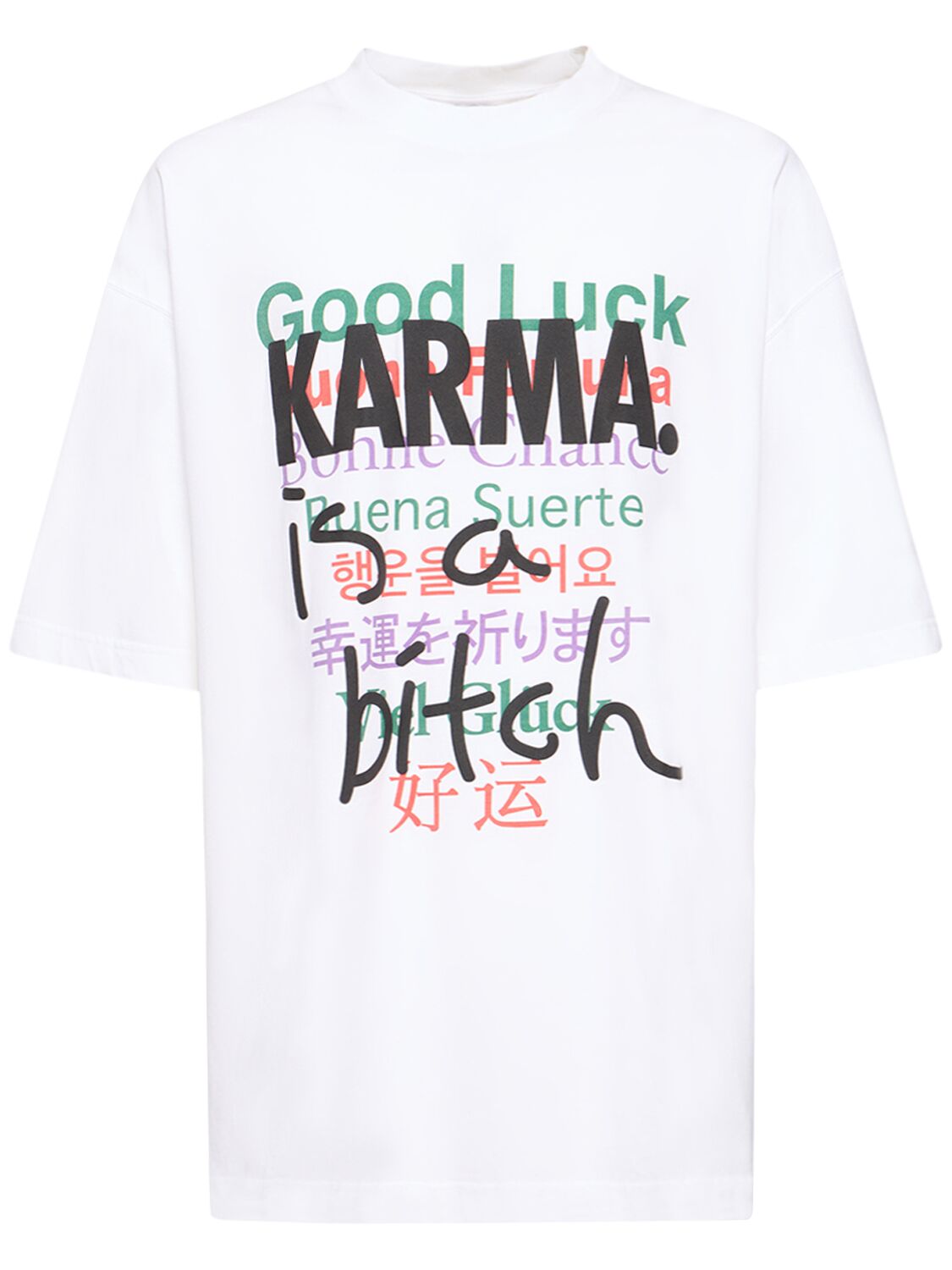 Image of Good Luck Karma Printed Cotton T-shirt