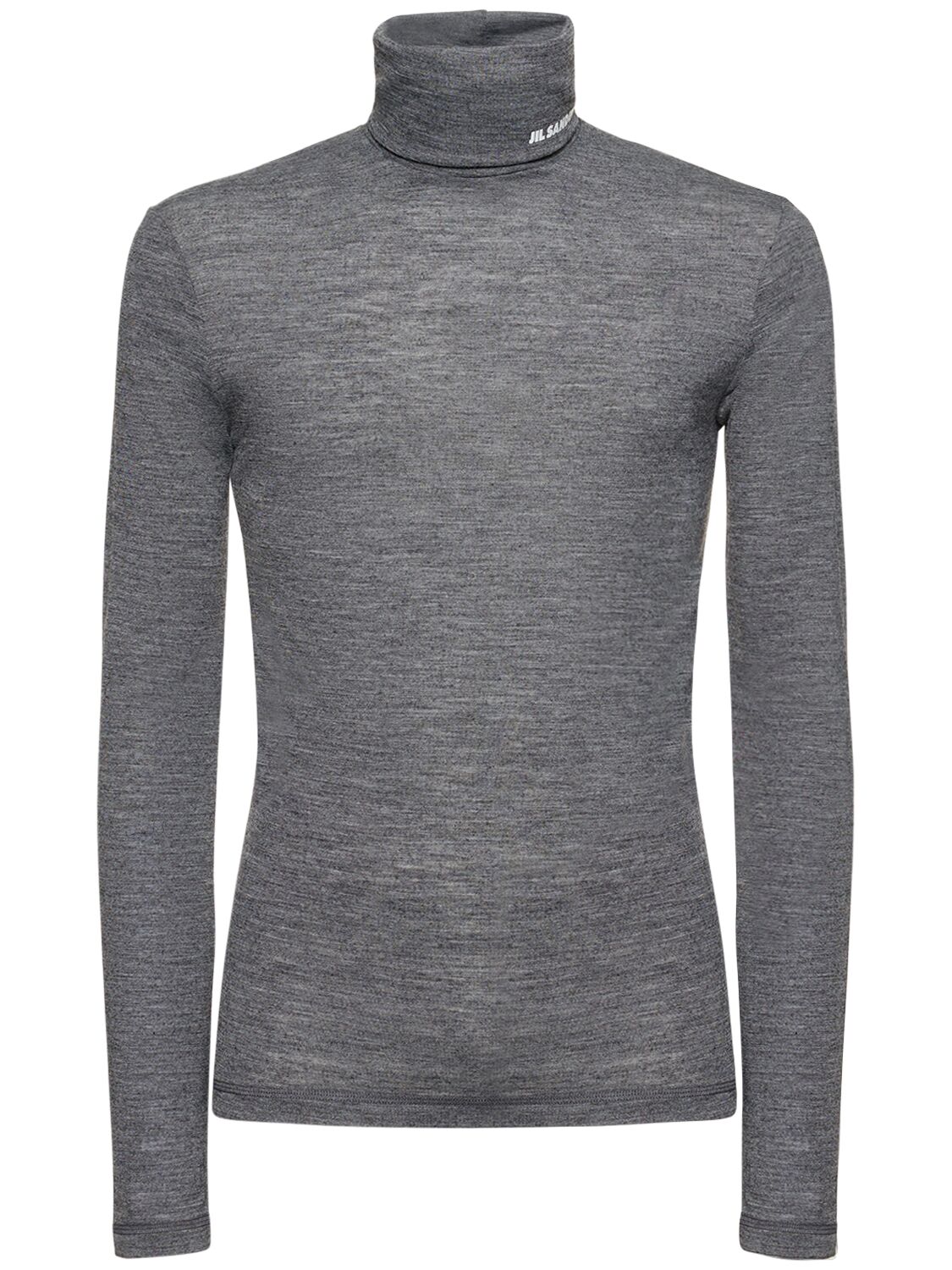 Jil Sander Wool Jersey Turtleneck T-shirt In Grey