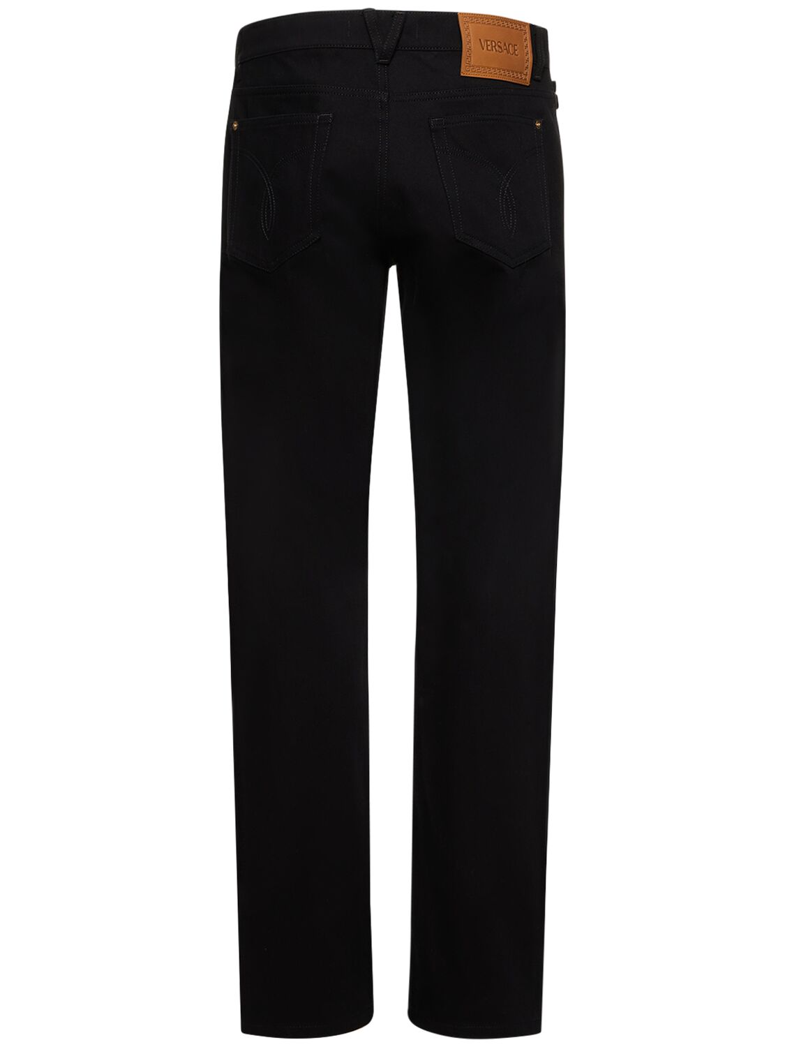 Shop Versace Mitchel Fit Cotton Denim Jeans In Black