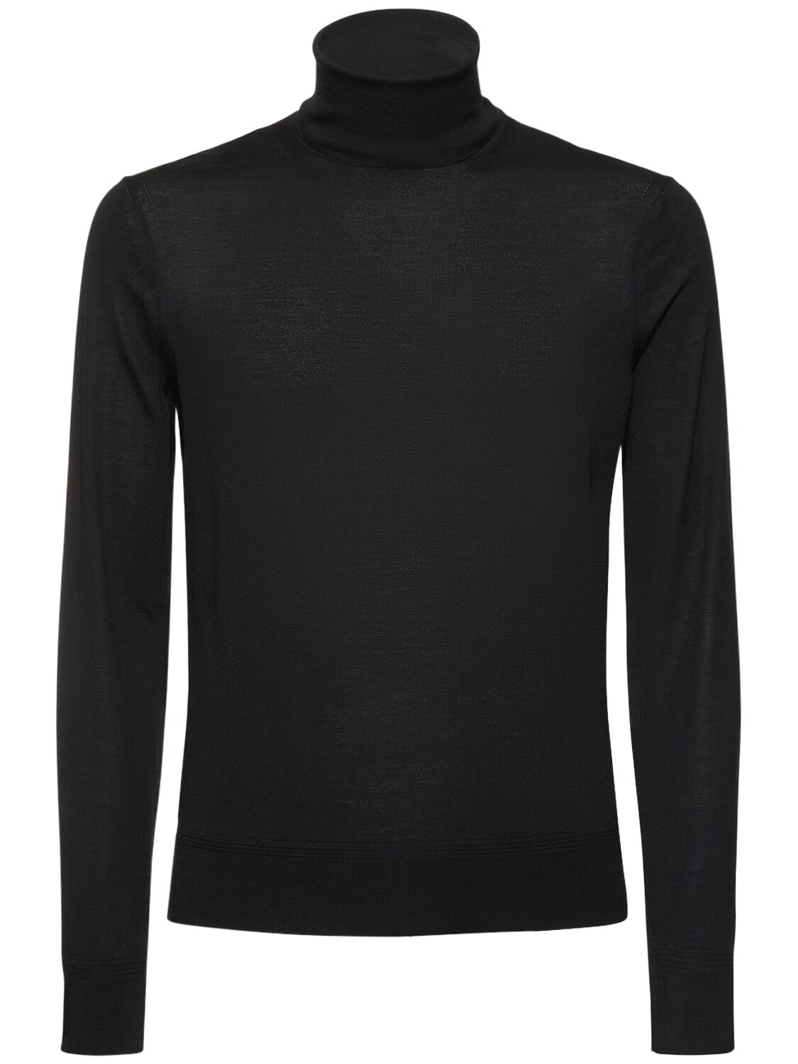 Tom Ford Fine Gauge Wool Roll Neck Sweater In Black