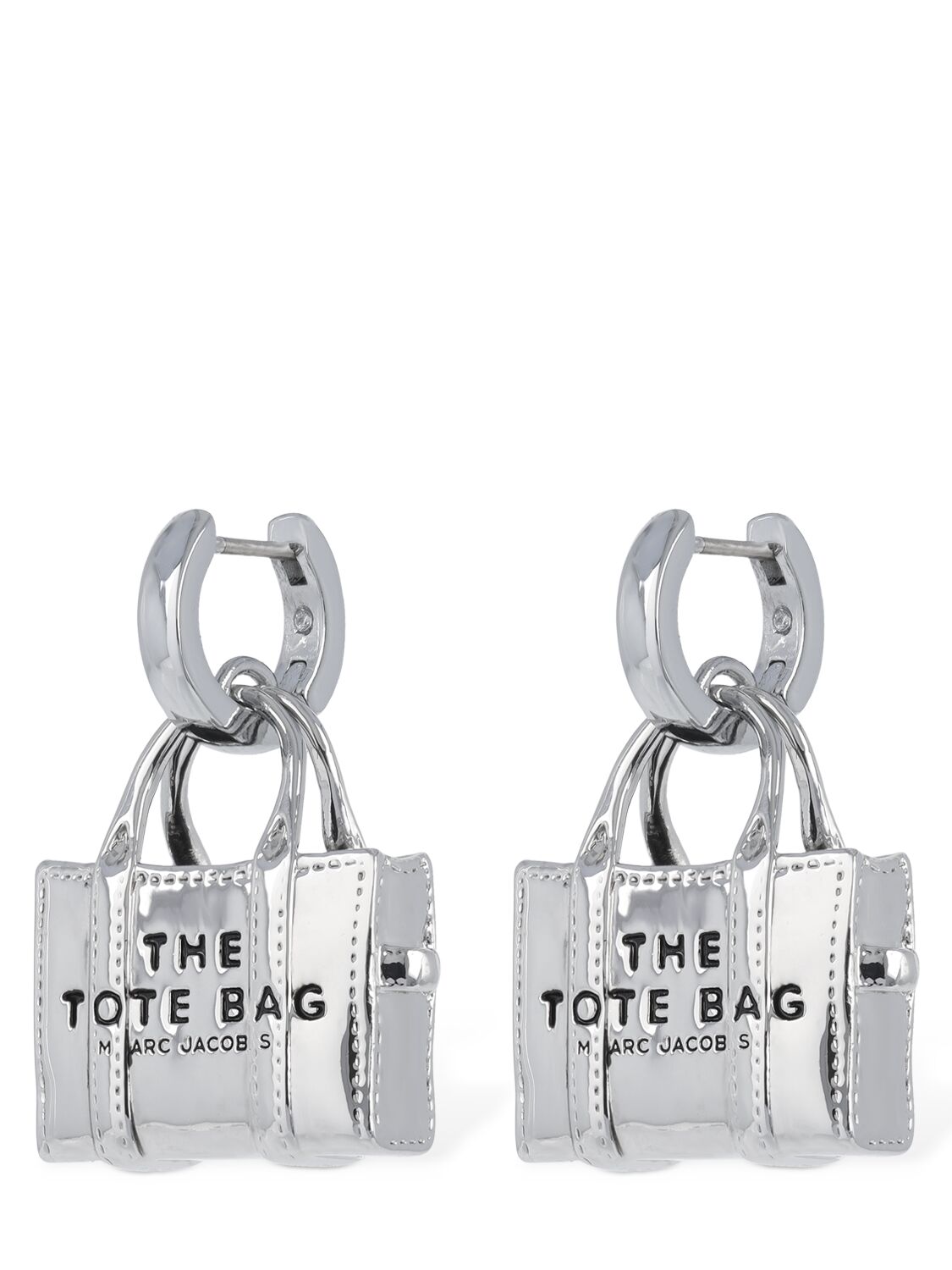 Shop Marc Jacobs The Tote Bag Earrings In Silver