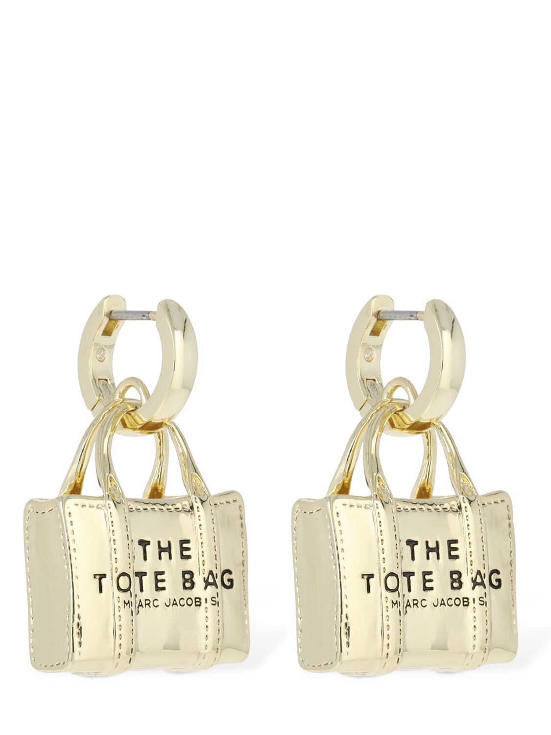 Shop Marc Jacobs The Tote Bag Earrings In Gold