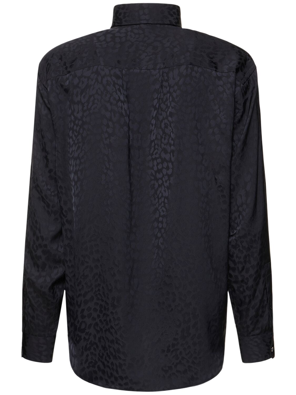 Shop Tom Ford Leopard Jacquard Fluid Fit Leisure Shirt In Black