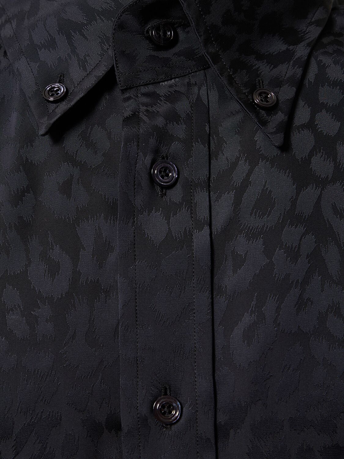 Shop Tom Ford Leopard Jacquard Fluid Fit Leisure Shirt In Black