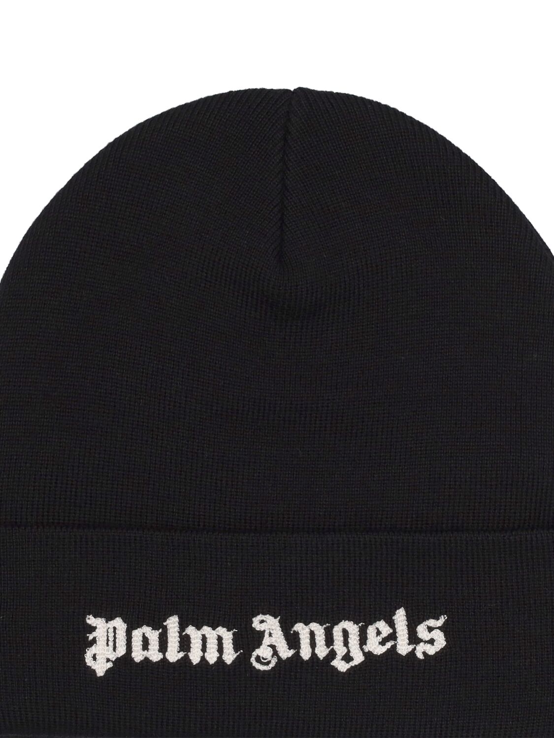 Shop Palm Angels Classic Logo Wool Beanie In Black