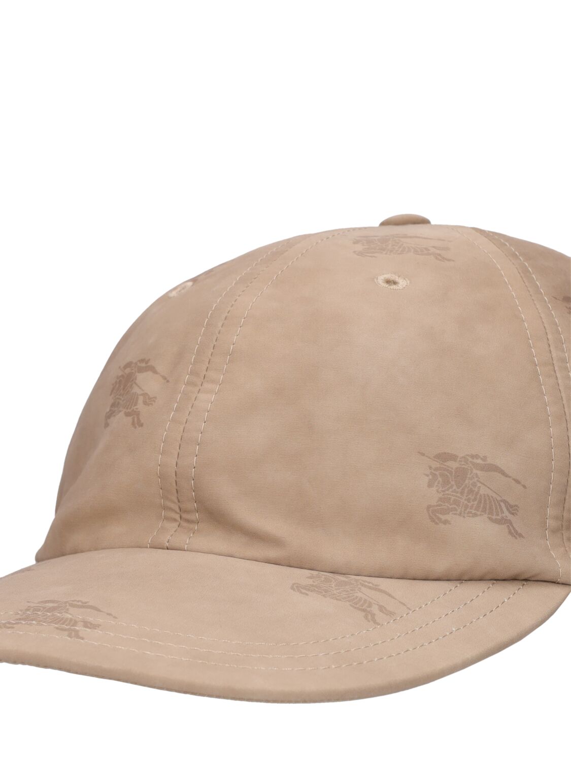Shop Burberry Knight Printed Cotton Baseball Cap In Soft Fawn