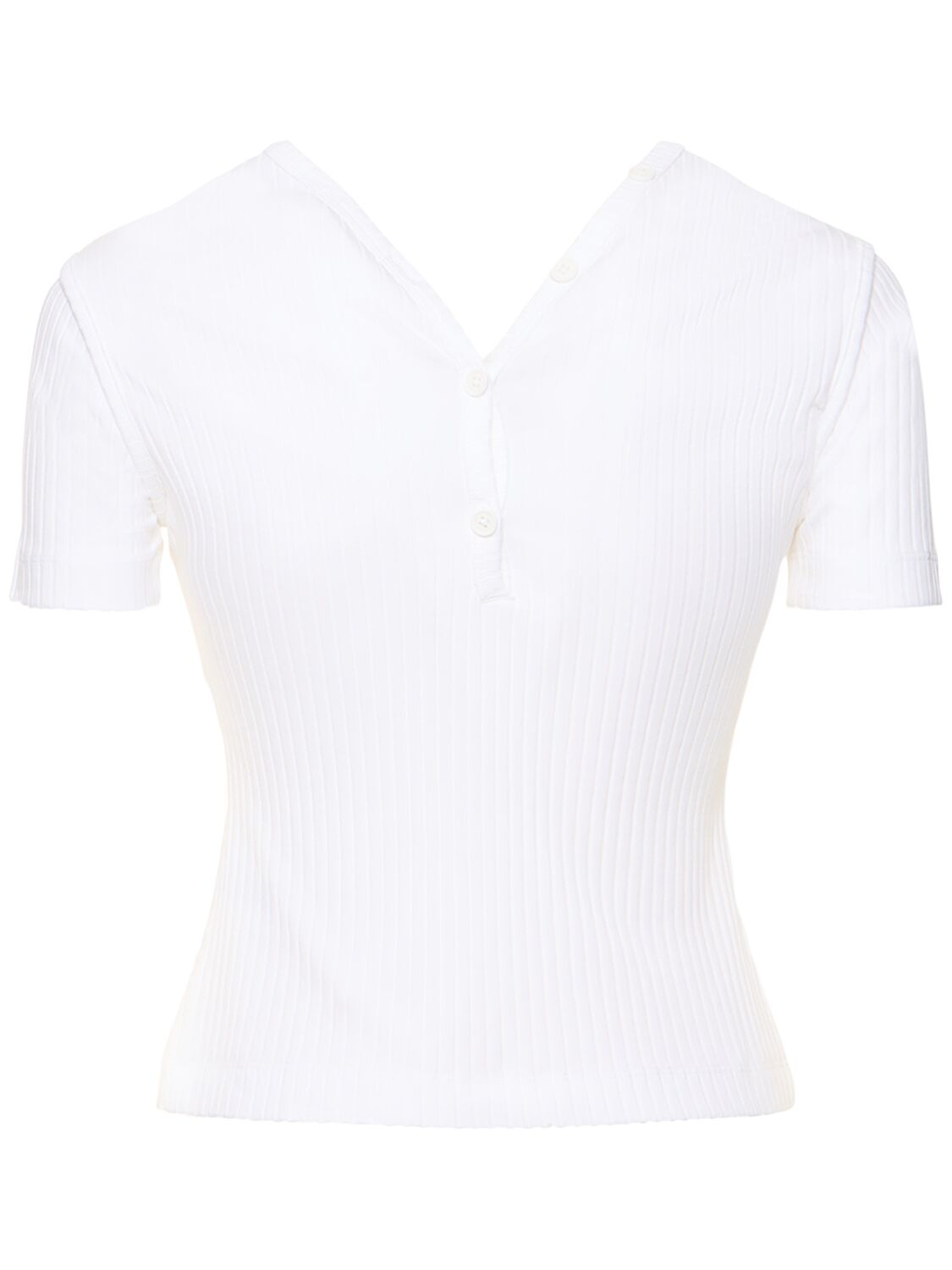 Shop Helmut Lang Asymmetric Twisted Cotton Top In White
