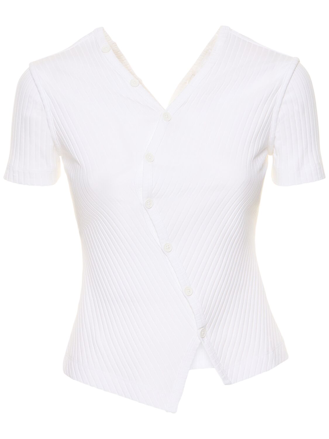 Helmut Lang Asymmetric Twisted Cotton Top In White