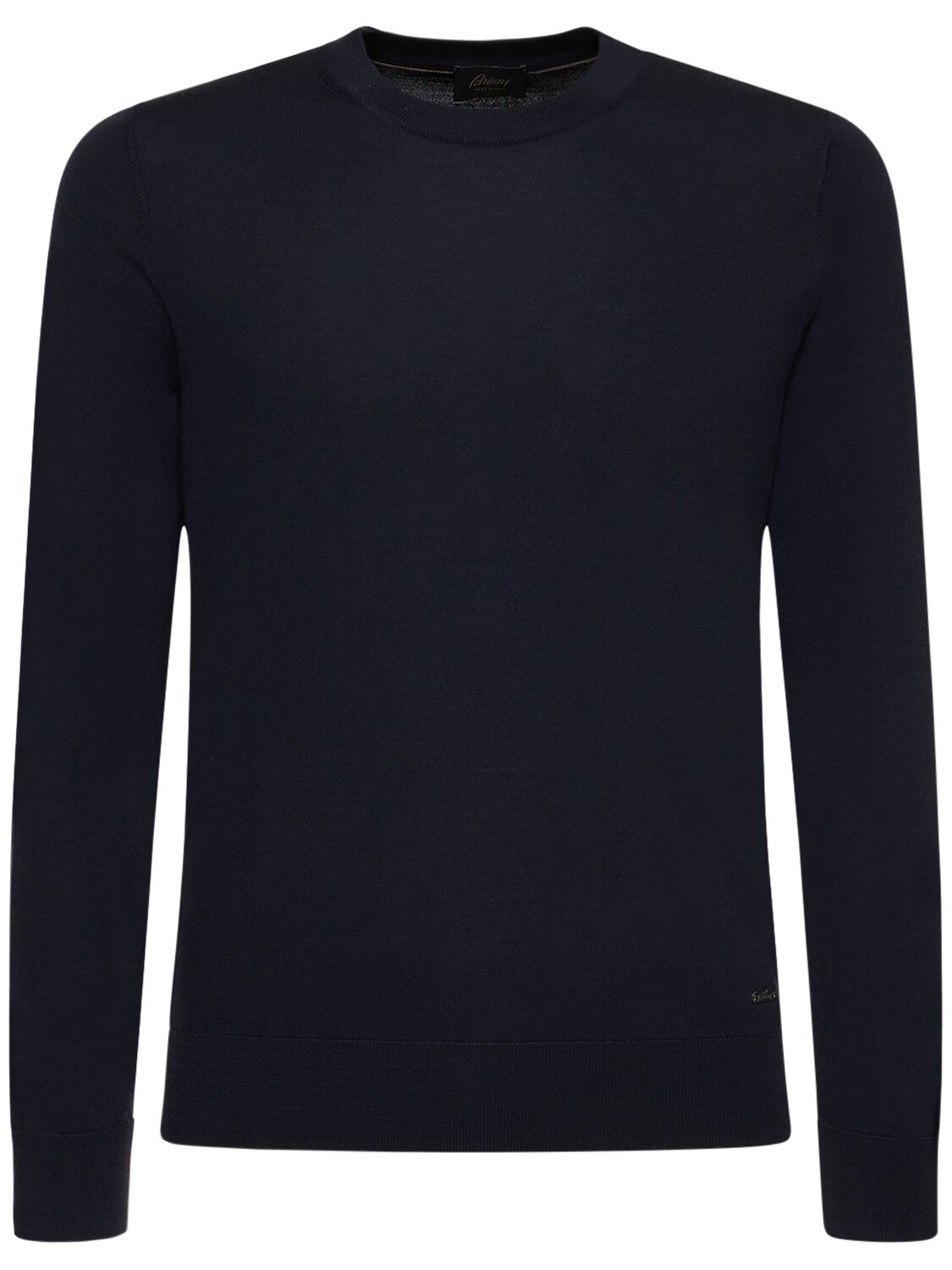 Brioni Fine Wool Crewneck Sweater In Midnight  Blue