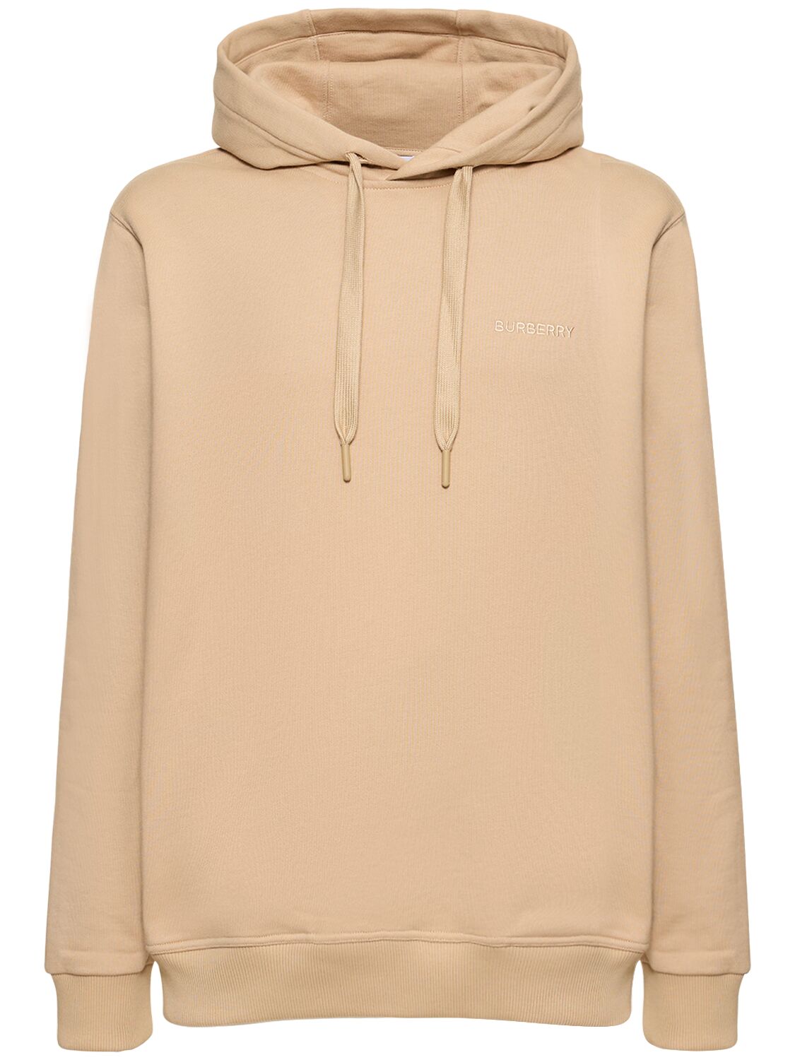 Shop Burberry Marks Printed Cotton Jersey Hoodie In Soft Fawn